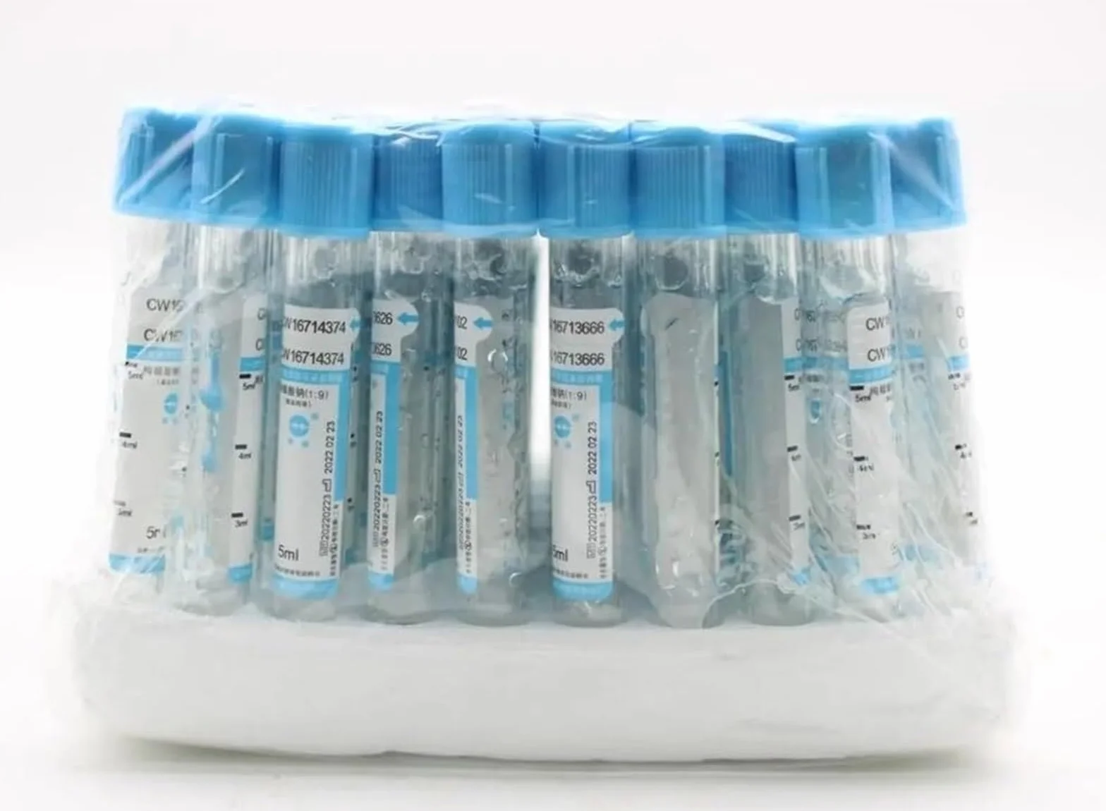 100 pezzi tubo in plastica al citrato di sodio per coagulazione, sterile, a pressione negativa, tappo blu, tubo anticoagulante PRP (Colore: 2ml PET)