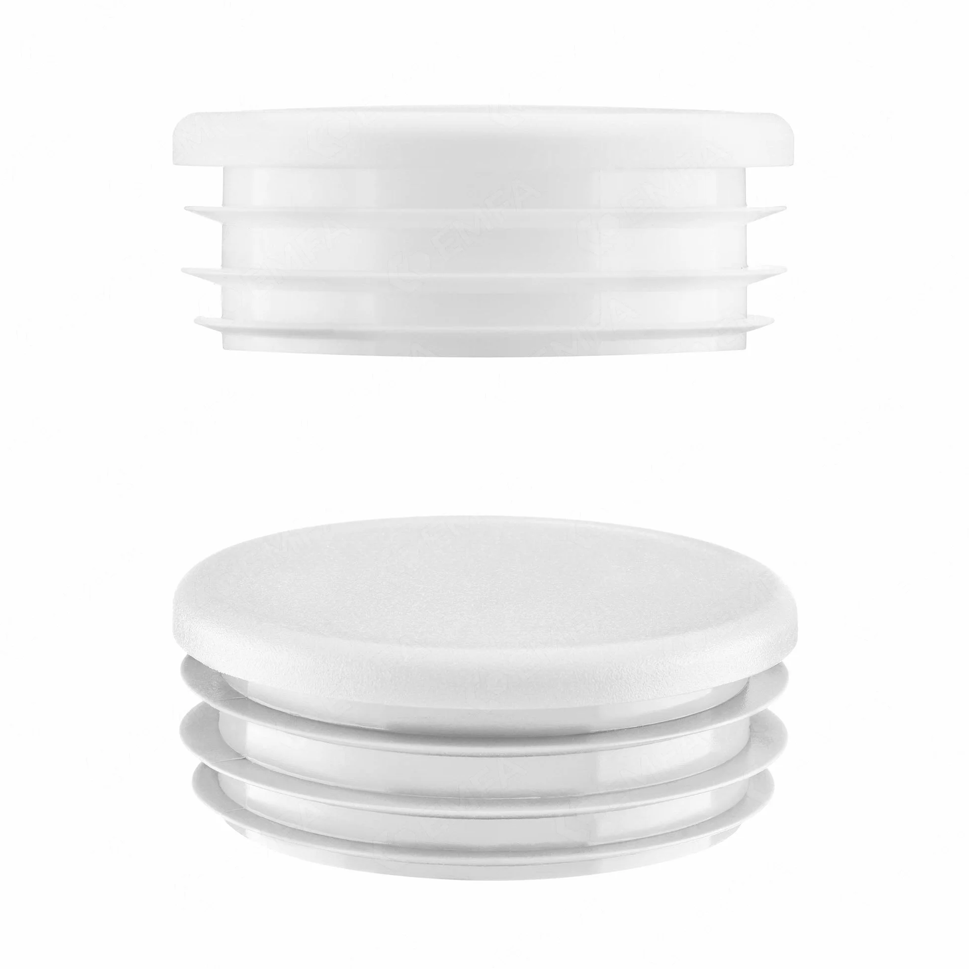 Tappo alettato tondo 50 mm Bianco 4 pezzi per tubo - Terminali in plastica protettivi