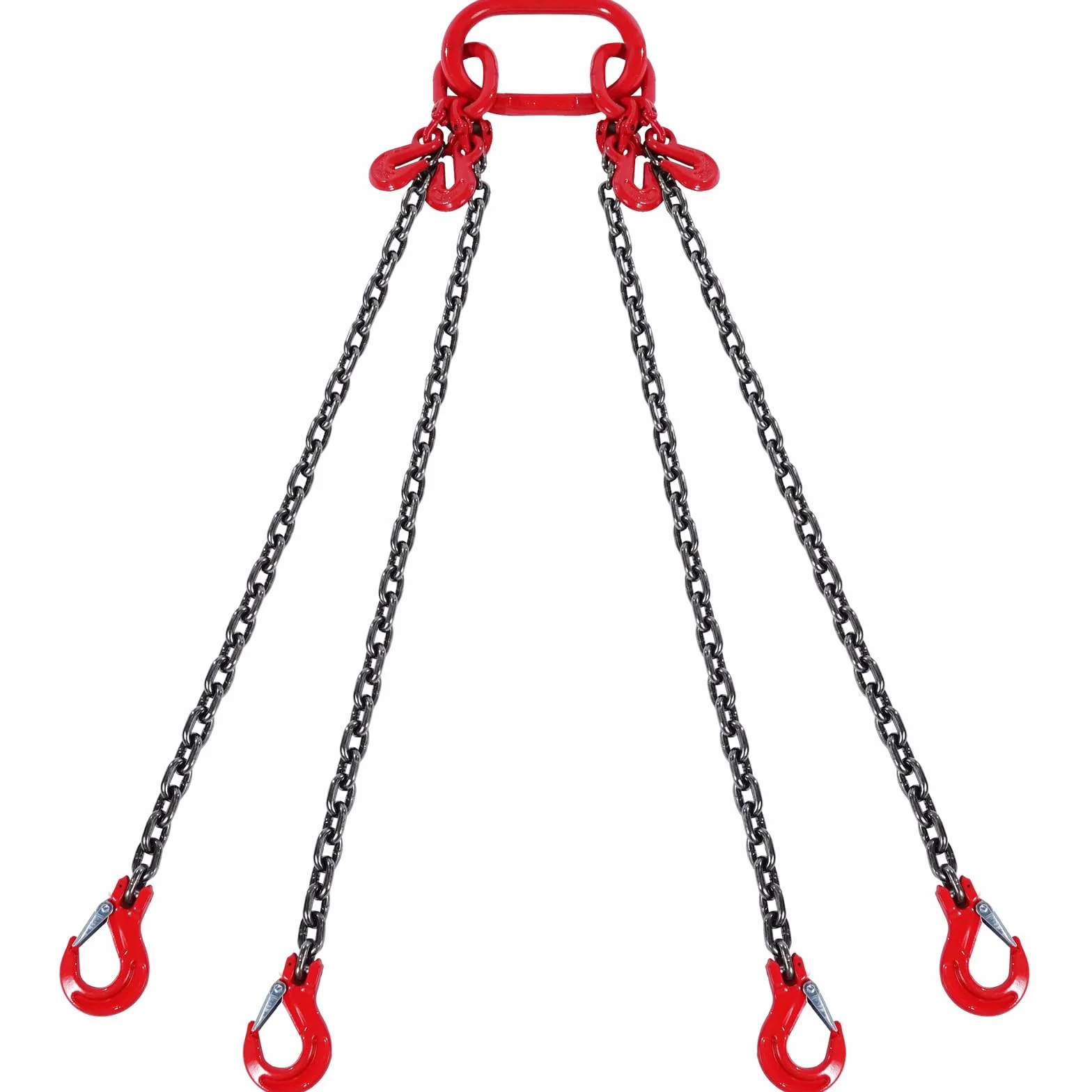 VEVOR Imbracatura a catena di sollevamento a 4 gambe con ganci regolatori, 10 mm x 300 cm, Capacità di carico 8344 kg, Grado 80 per Carrello elevatore, Paranco a motore, Banchina, Cantiere, Fabbrica