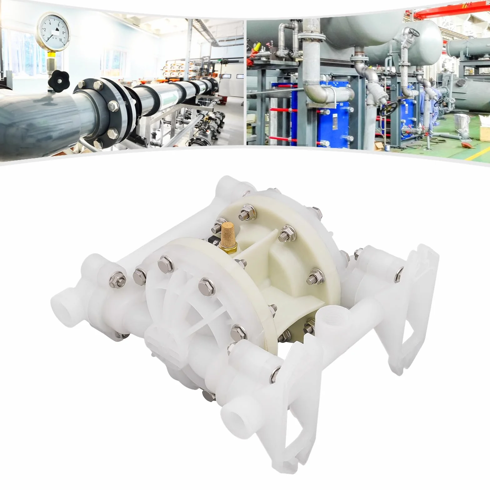Pompa a membrana ad aria compressa a doppia membrana, funzionamento ad aria, 100 PSI 1/2 pollici, per liquidi corrosivi generali, acido-base, solventi, toluene, prodotti farmaceutici, alimenti,