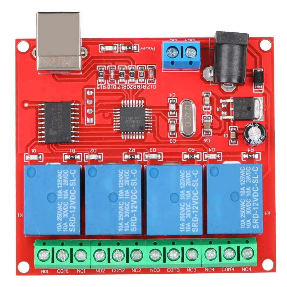 Modulo Relè USB a 4 Canali 12V per Computer - Controller Interruttore PC Scheda di Espansione