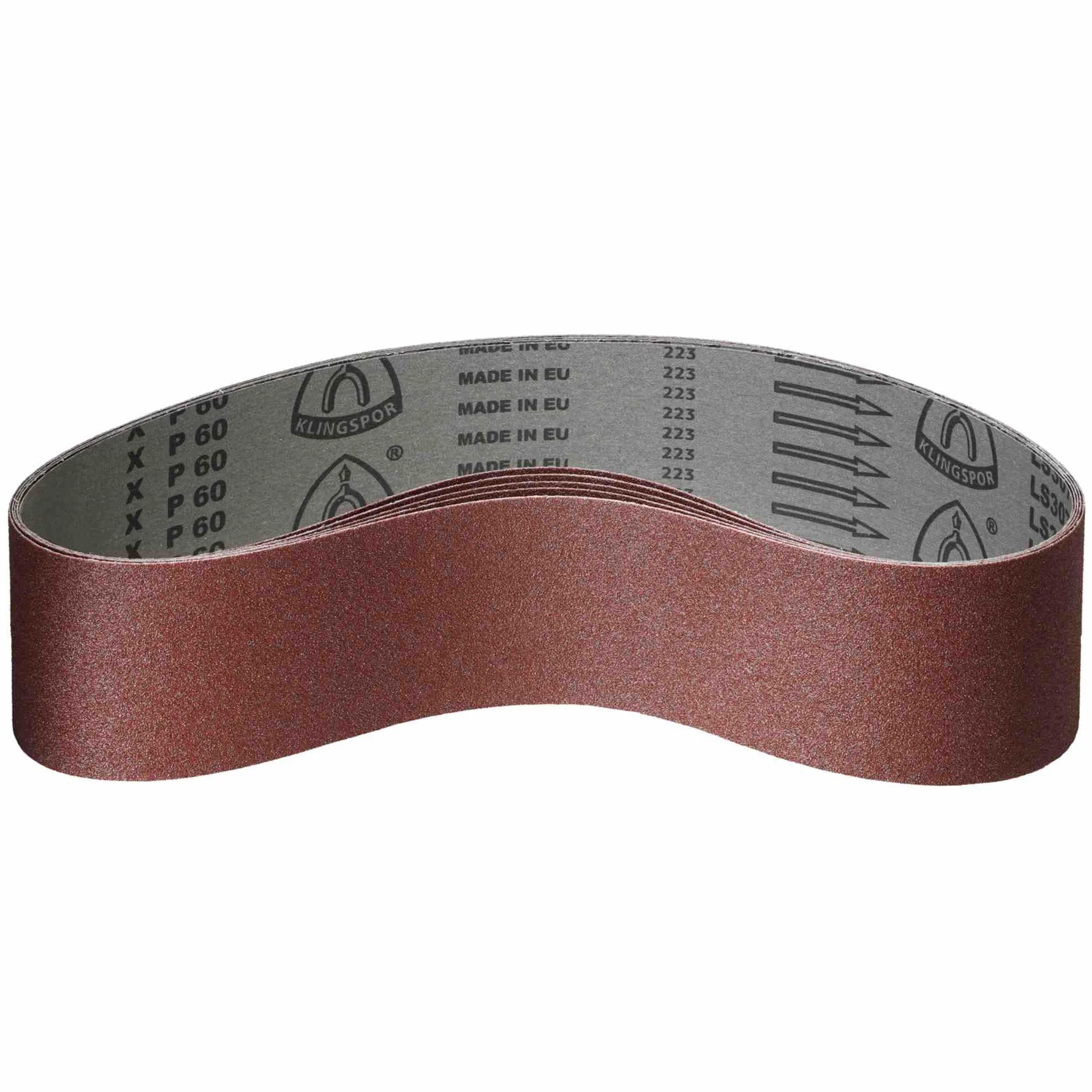corindone Nastro abrasivo | 100 x 1000 mm | Granulometria P60 | 5 pezzi | per legno e metallo | base tessuto semi-flessibile resistente all'abrasione | nastri abrasivi professionali