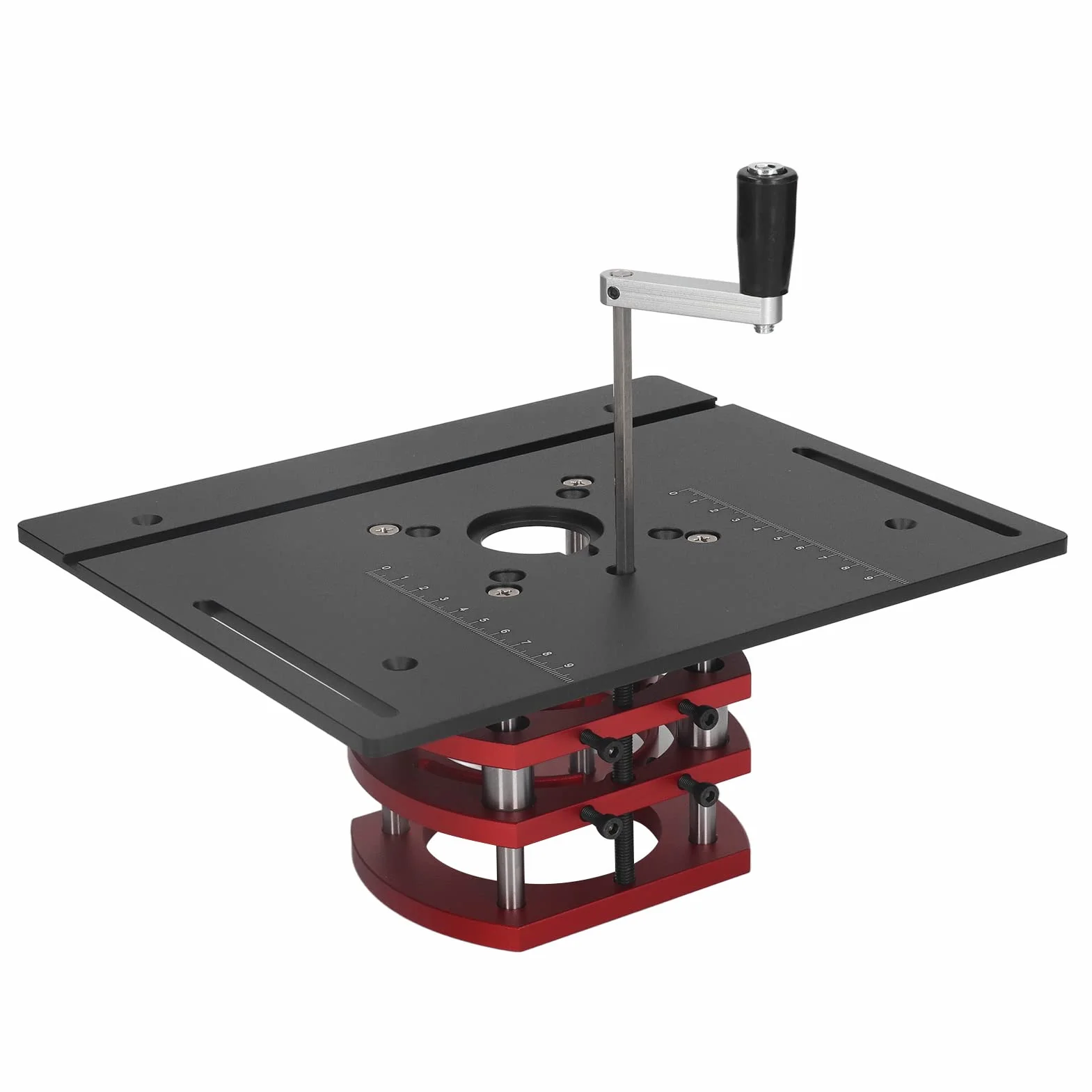 Kadimendium Router Lift Sollevamento Manuale Router Lift System Kit Router Table Saw Insert Base Plate Router Lift Base per Piccole Macchine Taglio (Nero)