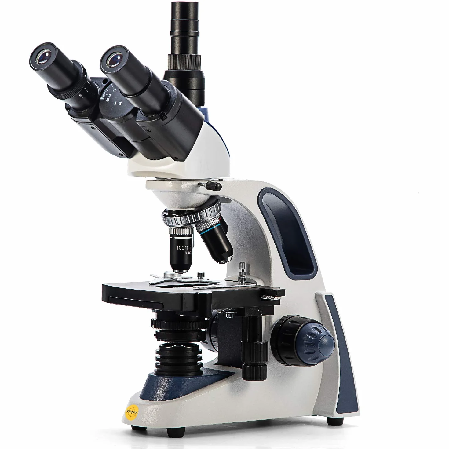 SWIFT SW380T Microscopio 40X-2500X, Microscopio da Laboratorio Composto Trinoculare per la Ricerca con Oculari WF 10X/25X, Tavolino Meccanico, Messa a Fuoco Ultraprecisa, Compatibile con Fotocamera