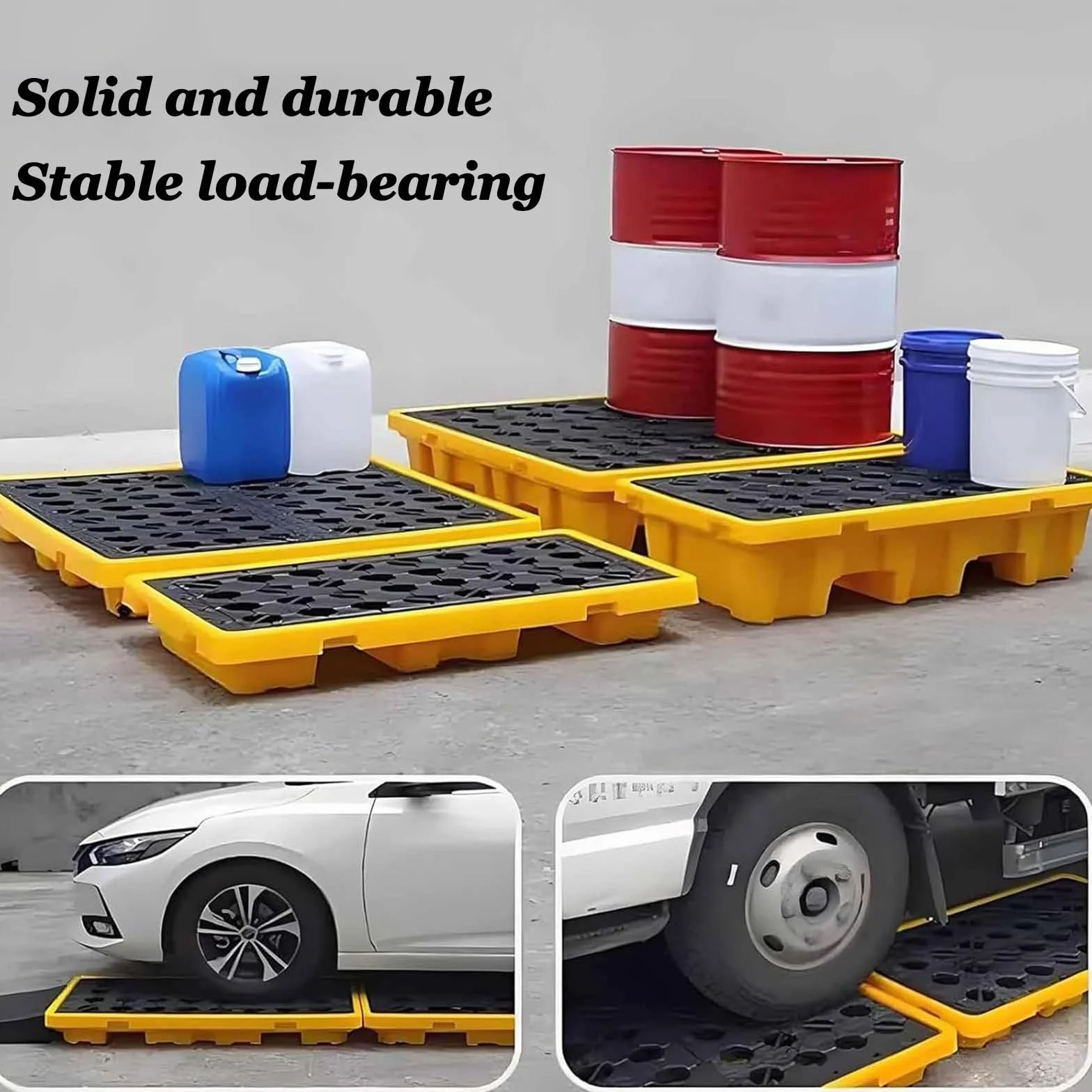 Generico Piattaforma Anti-sversamento Quadrata o Rettangolare, Piattaforma di contenimento delle fuoriuscite, Contenitore per Pallet in plastica Anti-Perdita,66 * 36 * 12cm