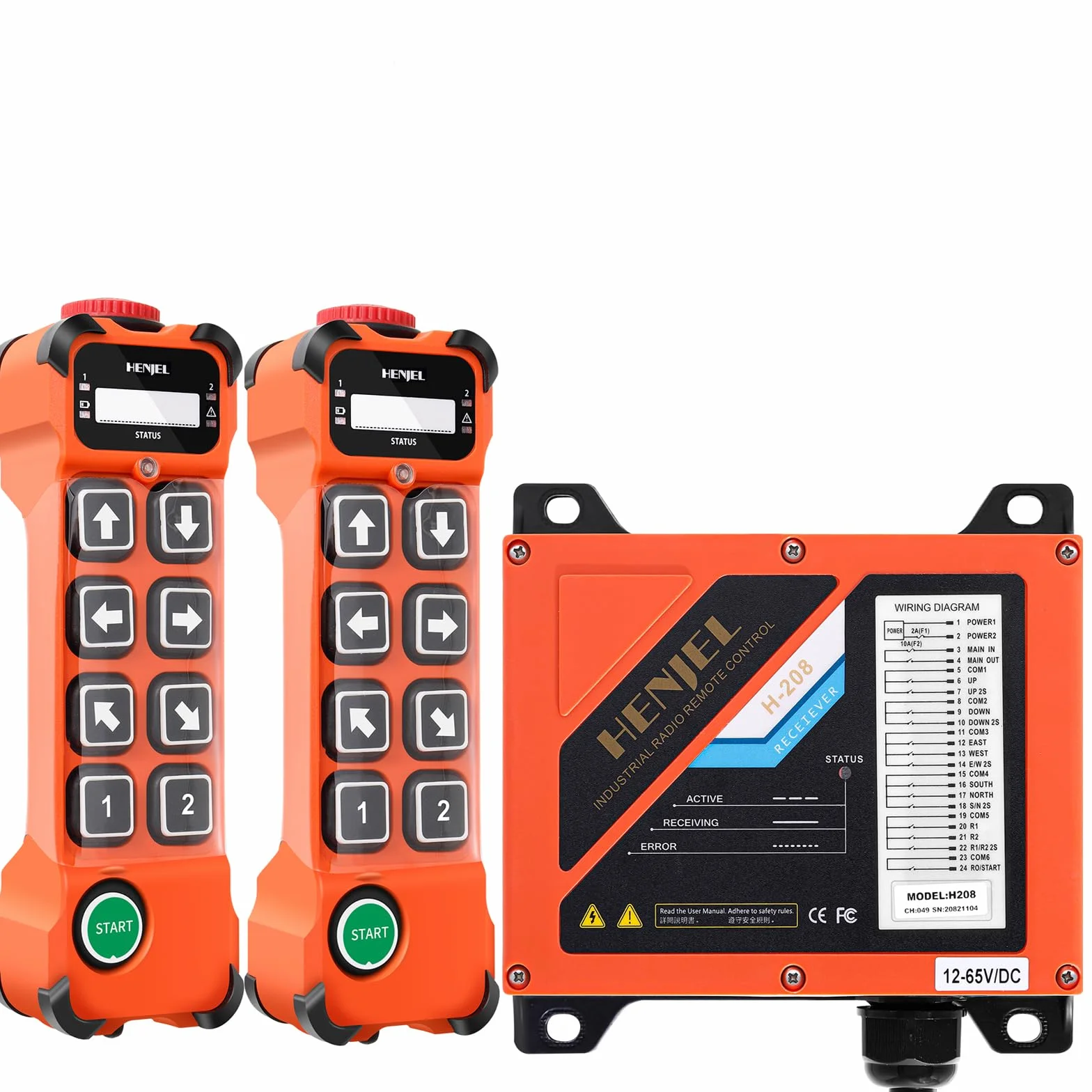 2 Doppia velocità 8 Canale Pulsante Telecomando per Gru senza fili Industriale Gru a ponte cavalletto 2 Trasmettitori e ricevitore radio 24V 48V 220V