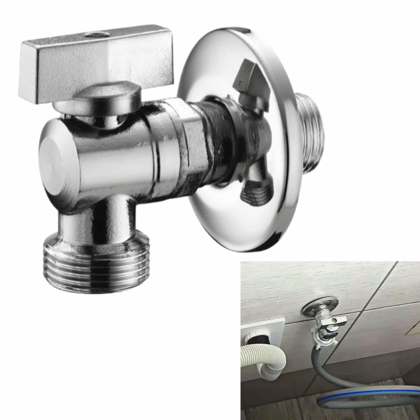 Rubinetto Lavatrice Parpyon® Sifone scarico Lavasciuga doppio Curvetta Raccordo 2 Vie