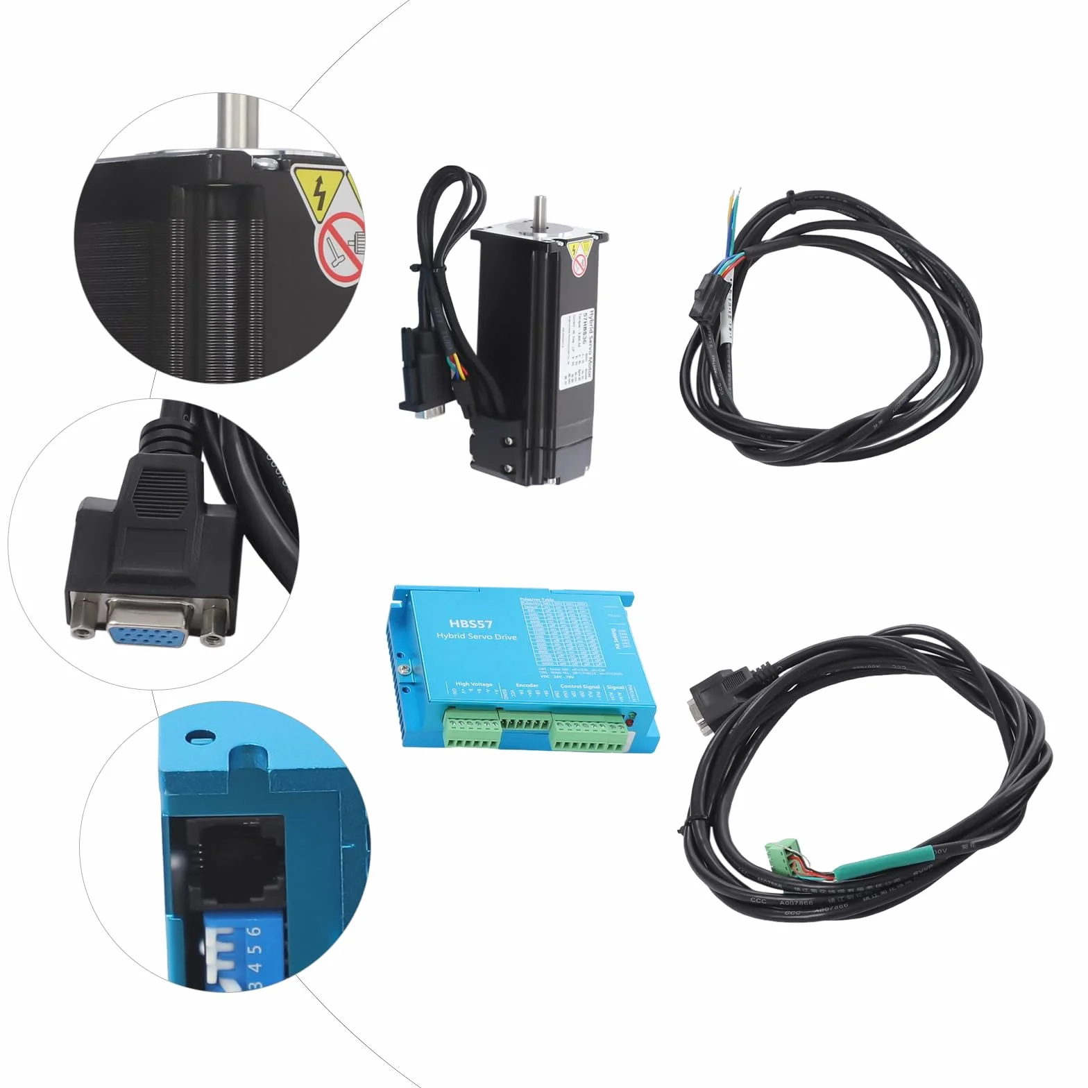 Motore passo-passo Driver HBS57, Closed Loop CNC Stepper Motor Driver + Motore 57HBS30, 3.6Nm, DC24-60V