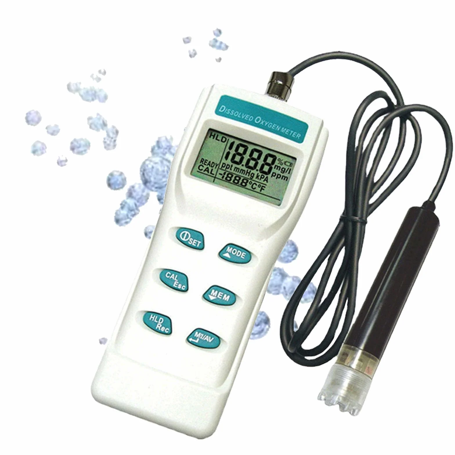 Misuratore di PH Portatile, DO Misuratore Multiparametrico Digitale Grande LCD Disciolto Ossigeno con ATC 99 Funzione di Memoria per Acqua Marina Acquacoltura e Coltivazione