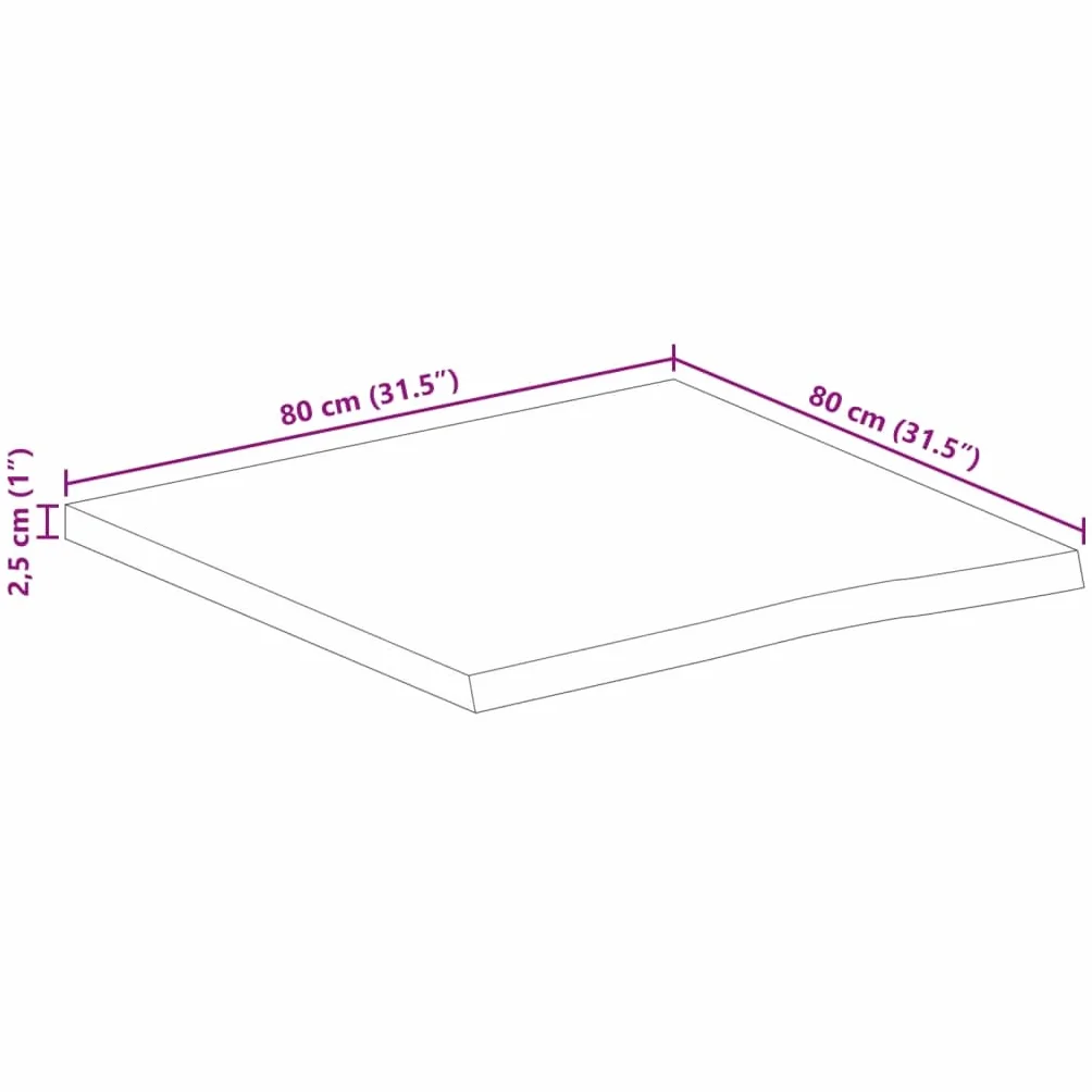 vidaXL Piano Tavolo 80x80x2,5 cm Legno di Mango Grezzo, Sostituzione Tavolo da Pranzo