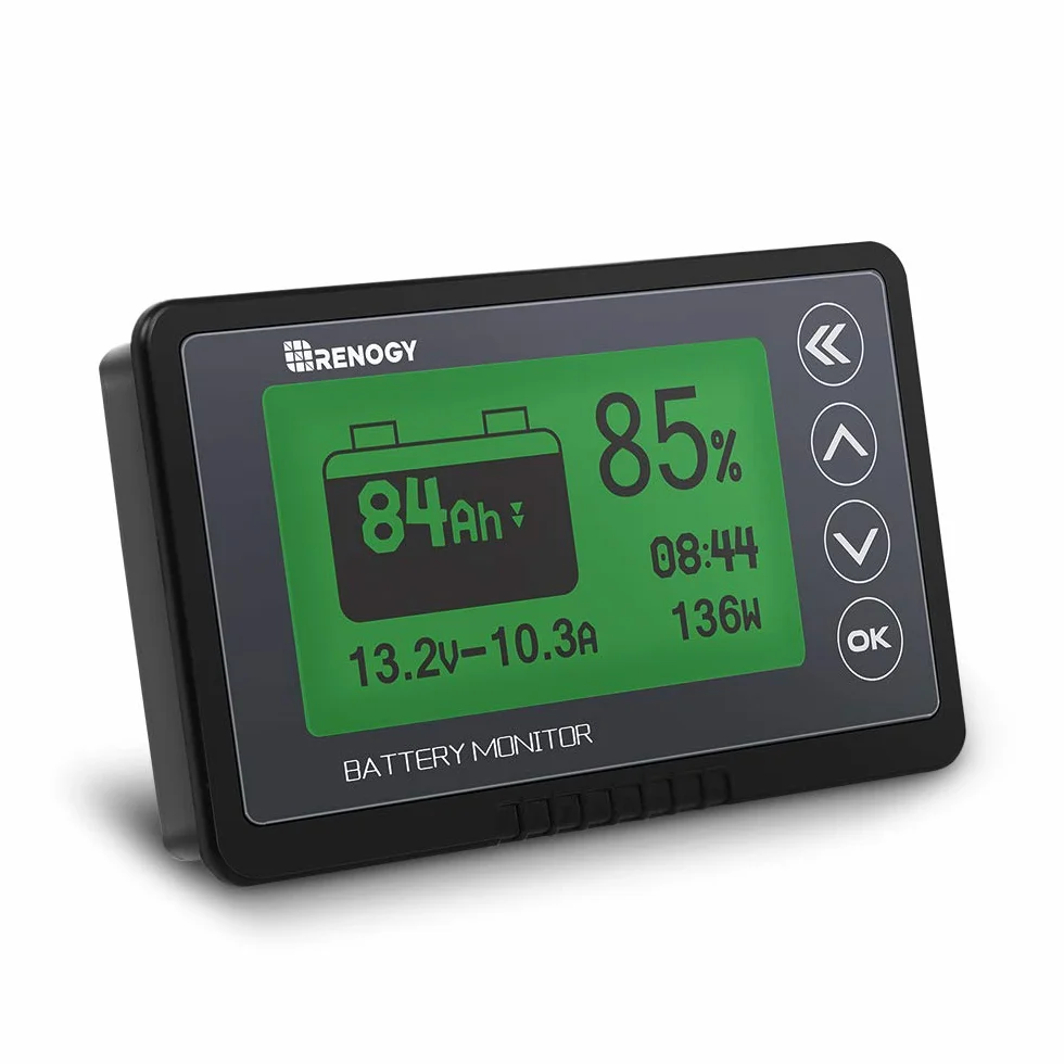Renogy Batteria 500 A 12 V/24 V/36/48 V, monitor batteria ad alta precisione con allarme programmabile per alta tensione e bassa, compatibile con LiFPO4, AGM, sigillato, gel, batterie bagnate per