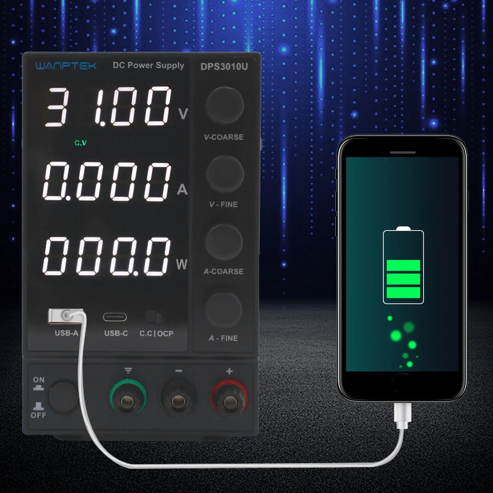 Alimentatore da laboratorio, 30 V/60 V, 5 A/10 A, alimentatore DC regolabile, alimentatore di laboratorio regolabile, con indicatore LED a 4 cifre, nero (DPS3010U)
