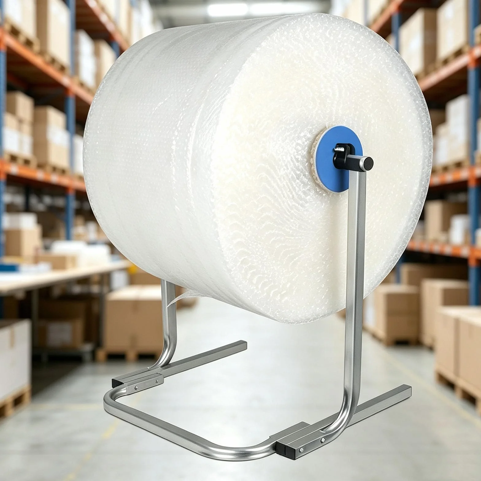 Dispenser Per Rotolo Di Pluriball, Supporto Da Tavolo Per Pluriball Con Base Rinforzata, Cambio Rapido Della Pellicola, Larghezza Regolabile, Facile Da Riporre, Per Consegne In Magazzino, 60cm