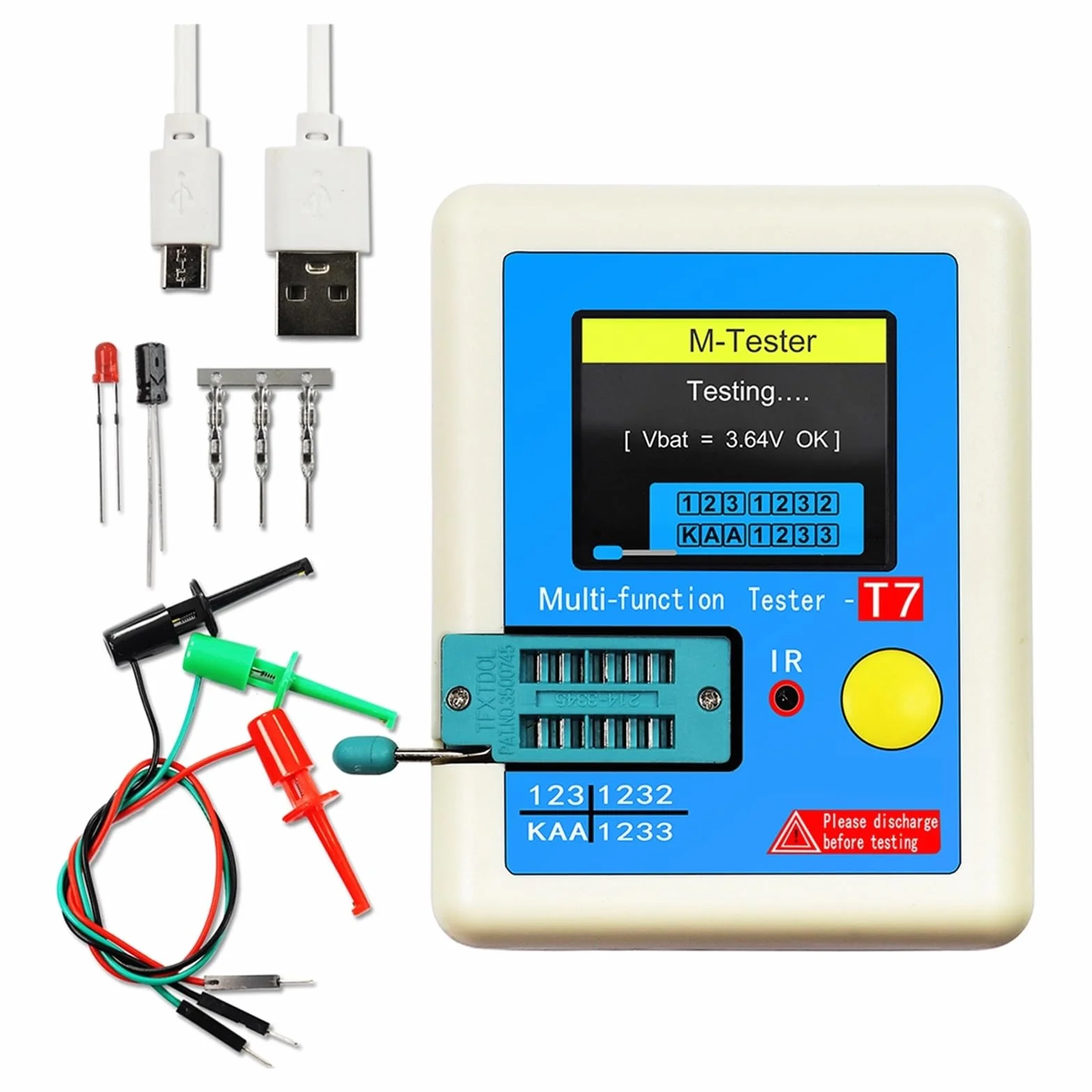 LCR-T7 Transistor Meter Multi-meter Tester Di Resistenza Capacitiva Diodo Triodo Condensatore Resistor LCR NPN PNP MOSFET Accurato Analisi Rilevamento Completa