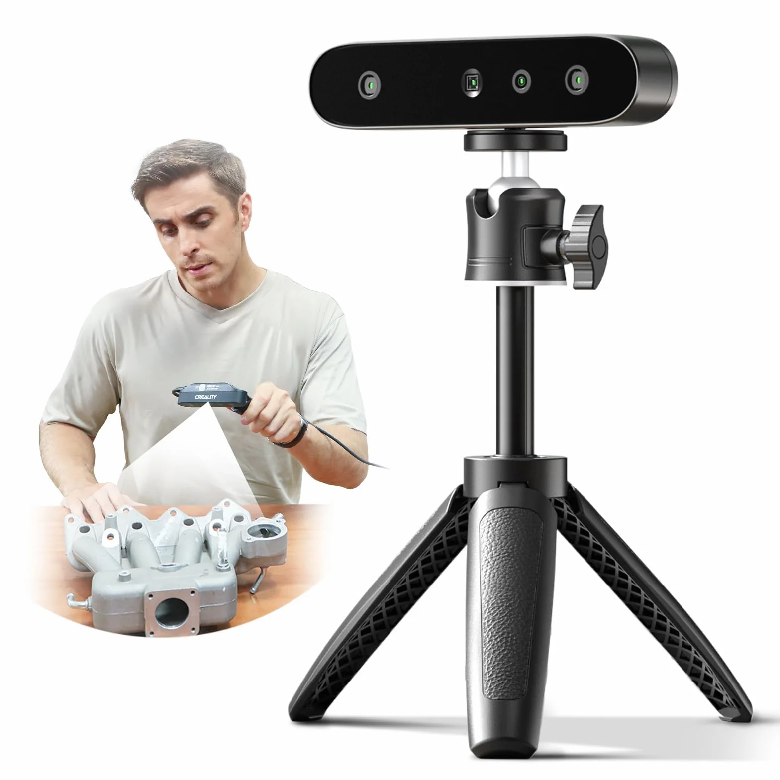 Creality Scanner 3D CR-Ferret SE 3D Desktop Scanner, 0,1 mm di alta precisione, area di scansione flessibile, anti-shake, scansione rapida a 24 bit a colori per Mac Windows