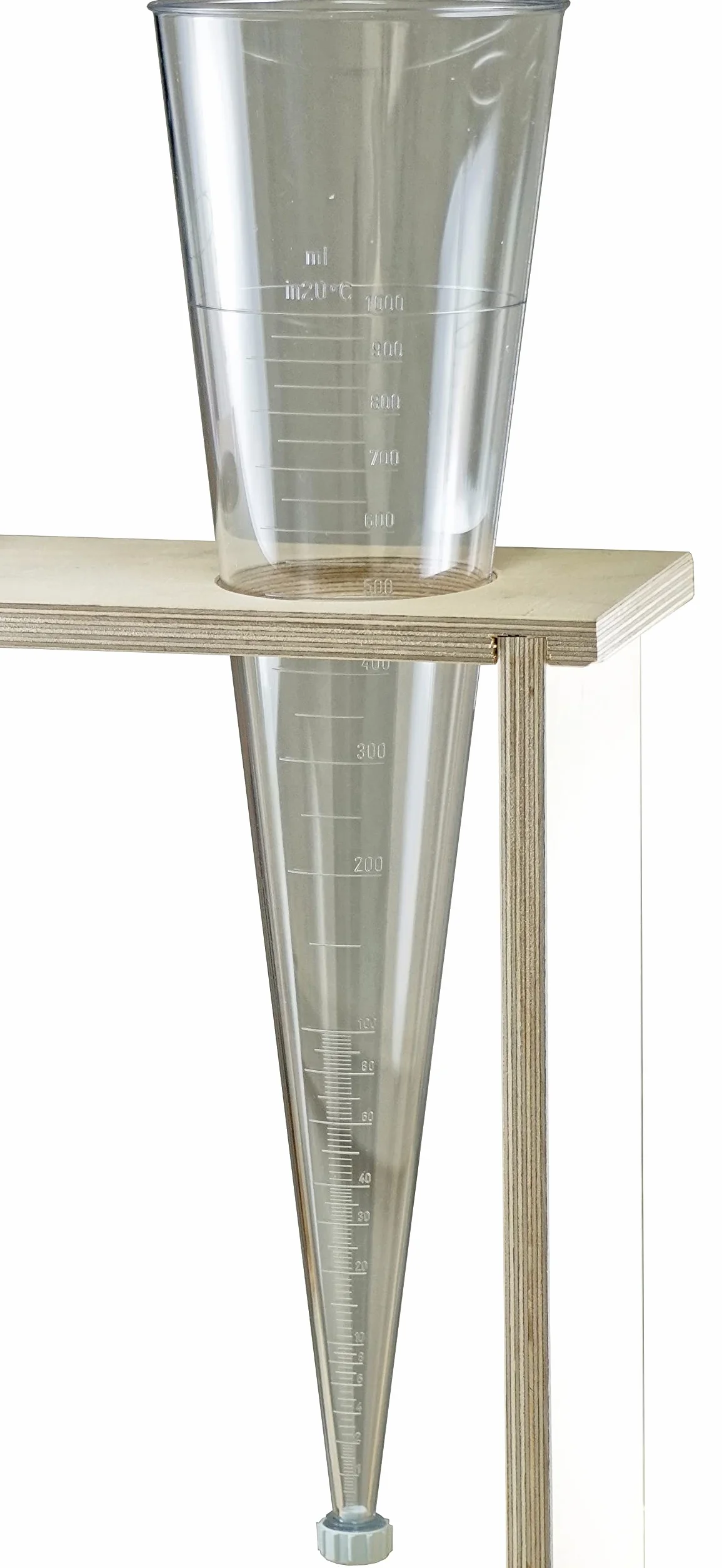 Imhoff - Vaso per sedimentazione witeg, 1 000 ml, DIN 12672, in SAN, con tappo di chiusura graduato fino alla punta