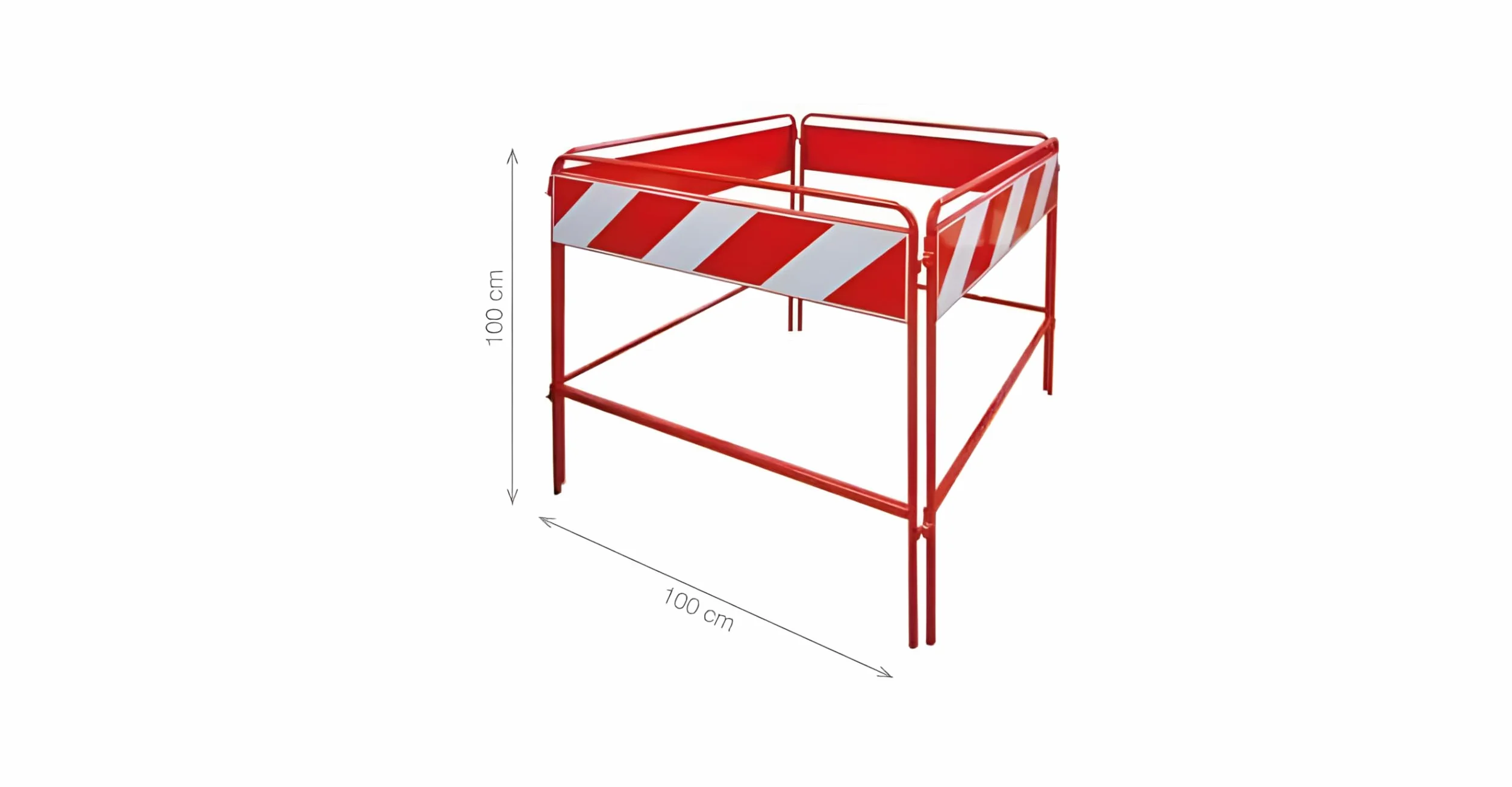 Barriera di recinzione stradale per chiusini tipo quadilatero strisce bianco rosse 100x100 cm certificata classe 1 fig.402