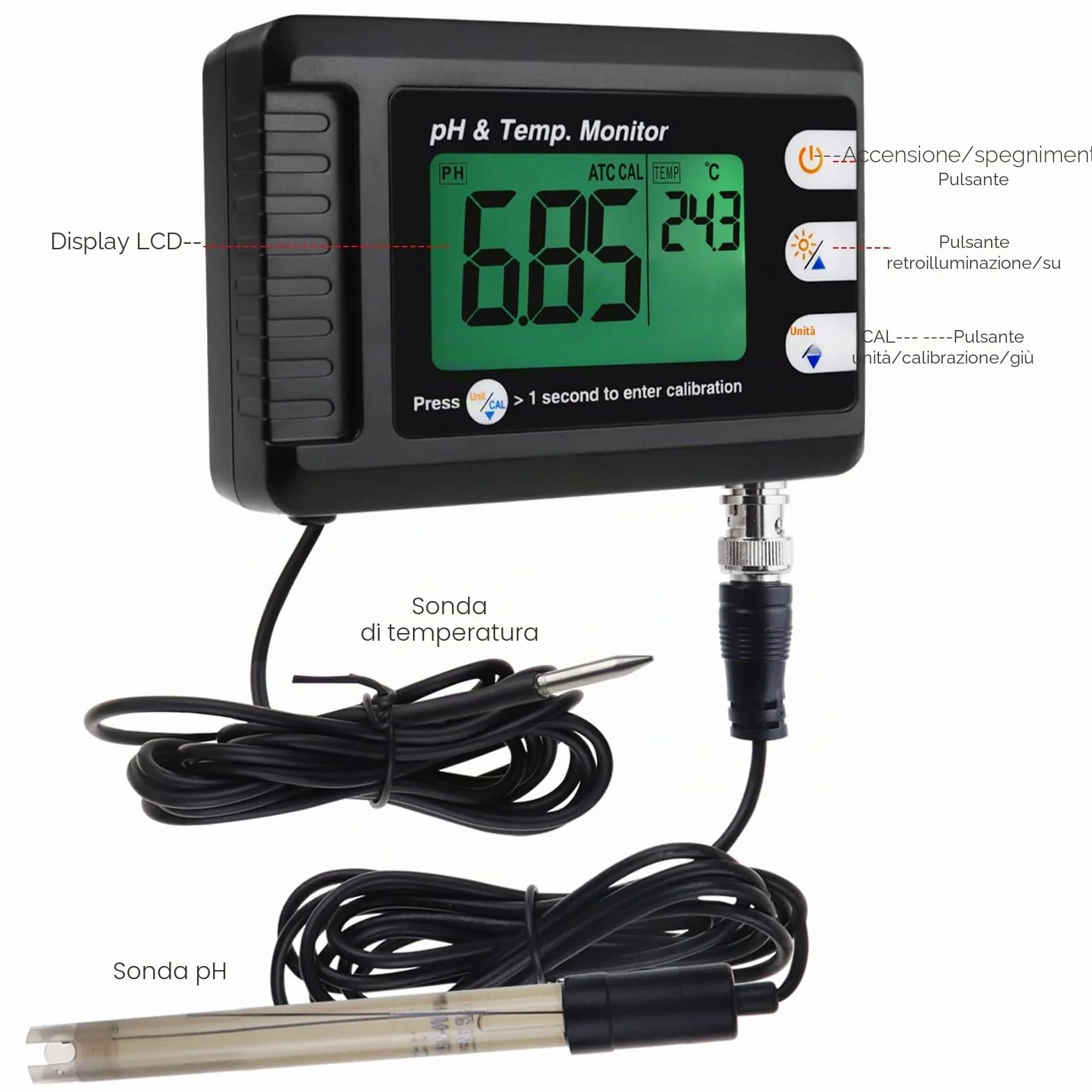 Professionale pH & Temperatura Meter con e Automatico Calibrazione Funzione, Acqua Tester Misurazione con Treppiedi Titolare per Acquario Idroponica