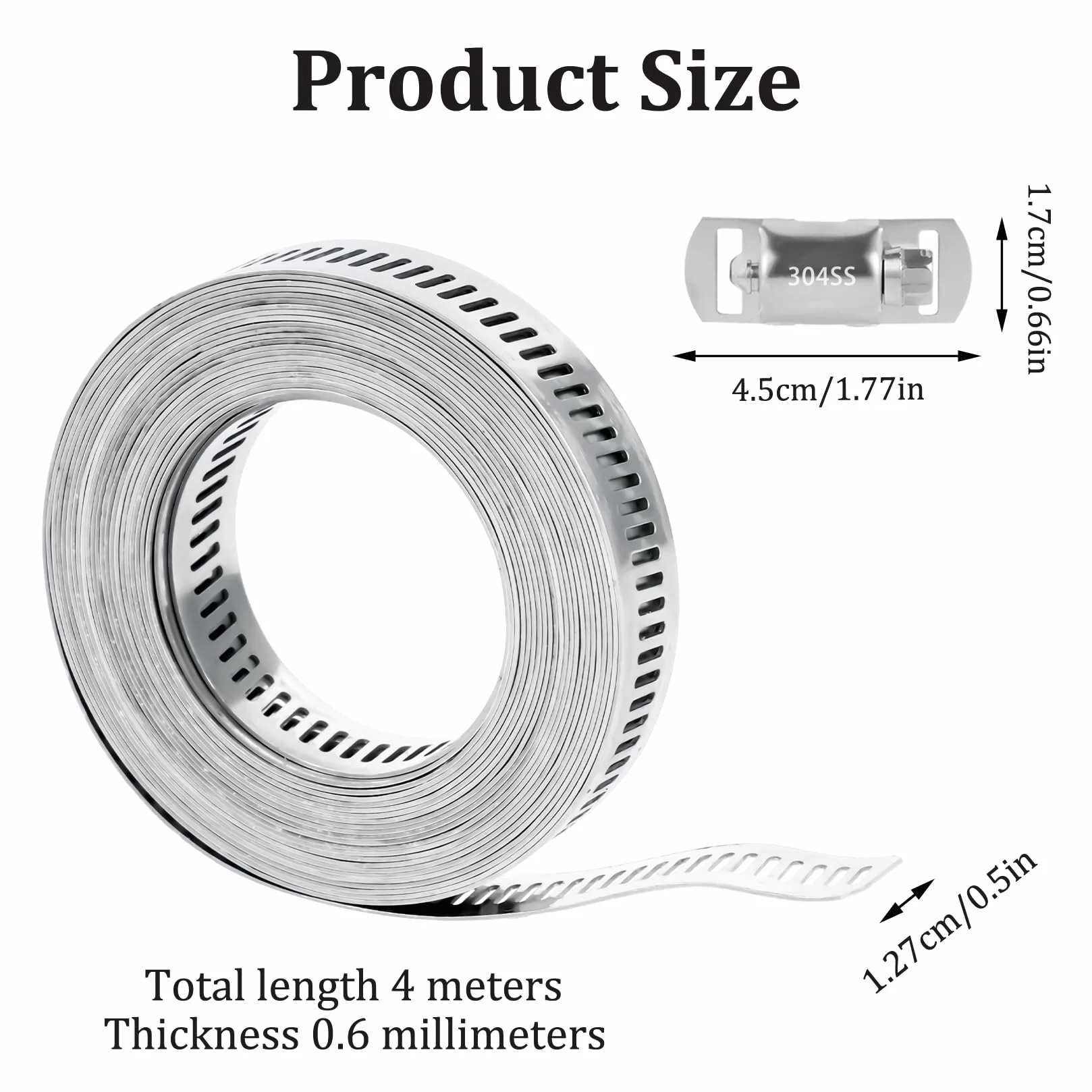 Fascette Metalliche Stringitubo Acciaio Inox 304 Regolabili, Cinghia Forata per Tubi Acqua Gas, 10 Clips