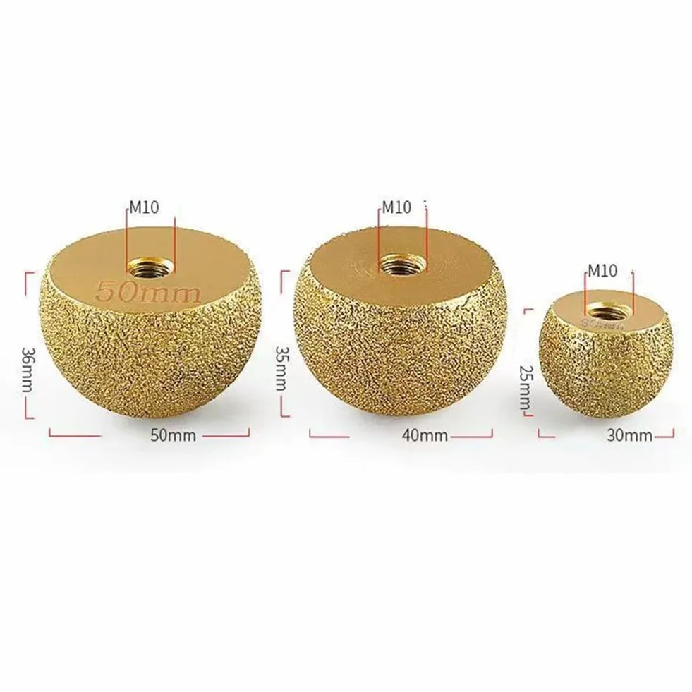 Mola diamantata a forma di fungo 10 mm per smerigliatrice angolare brasata vetro pietra finitura oro 3 pezzi