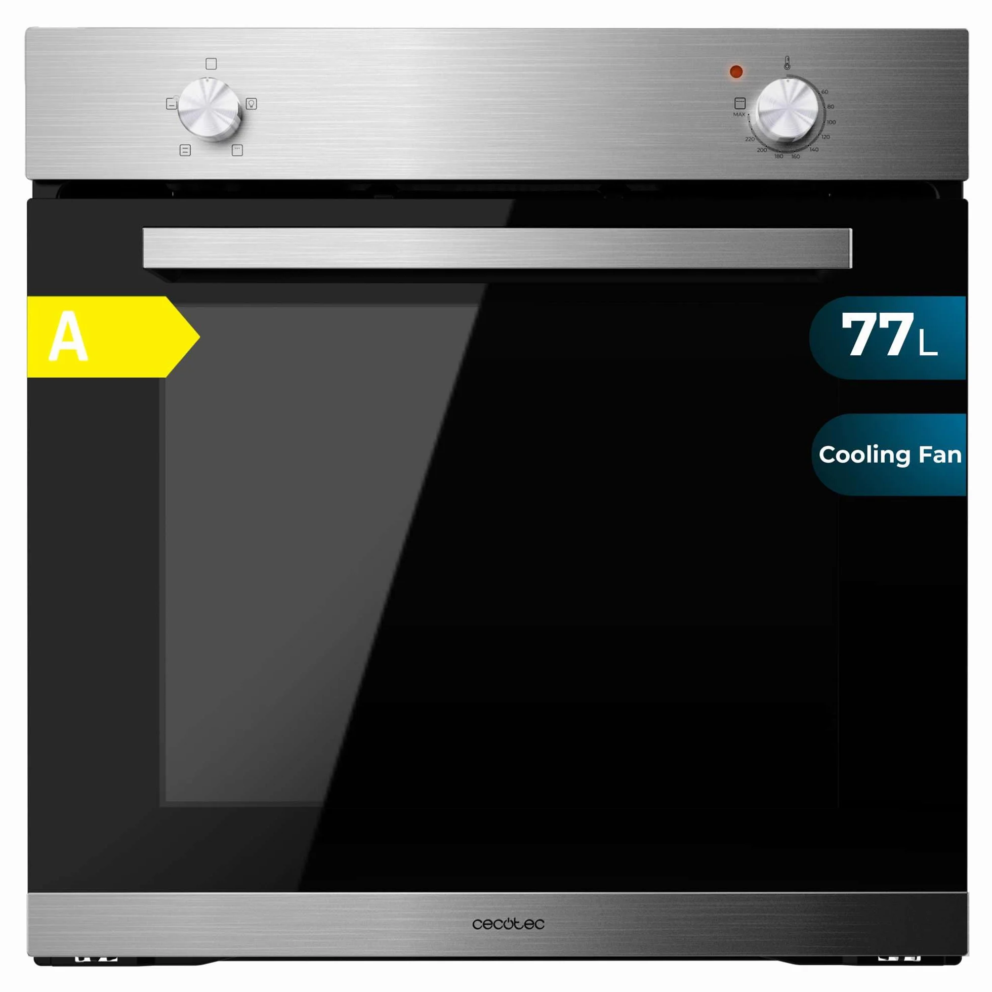 Cecotec Forno da Incasso Convenzionale 77L Bolero Hexa C126000B. 2800W, Basso Consumo, 4 Funzioni, Cottura e Pulizia a Vapore, Ventilatore, Triplo Vetro, Luce Interna, Dettagli Inox
