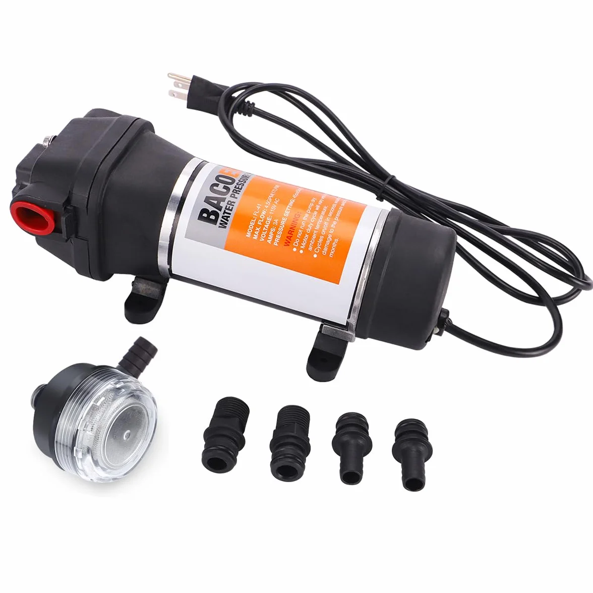 BACOENG AC220V pompa a membrana autodescante 17L/min 40PSI acqua ad alta pressione diaframma per camper/roulotte/barca/giardino