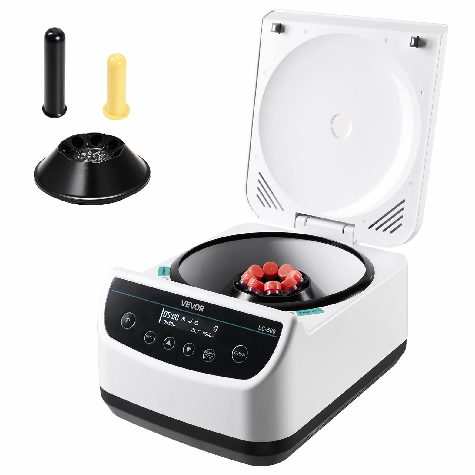 VEVOR Centrifuga da Laboratorio Elettrica 100-1900 xg RCF con Rotore per Provette da 2/5/10/15 ml, Velocità Regolabile da 500 a 4000 Giri/min, Bassa Rumorosità per Esperimenti di Laboratorio