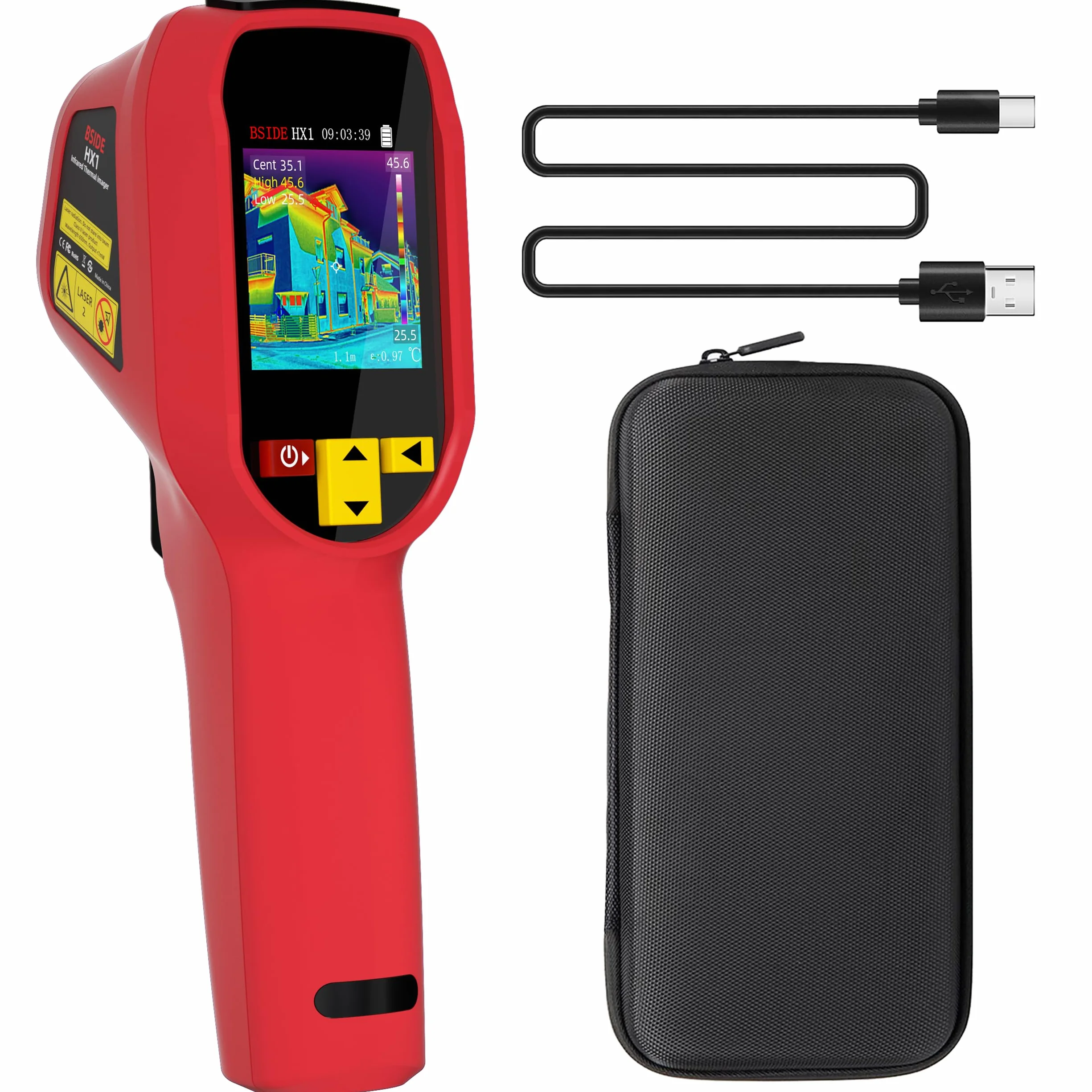 BSIDE HX1 Termocamera Infrarossi Alta Risoluzione 240 x 240 Termocamera Portatile con Frequenza di Aggiornamento 25Hz 15 Palette Colori -4°F a 1022°F per Casa Perdite Acqua Tubi Elettronica