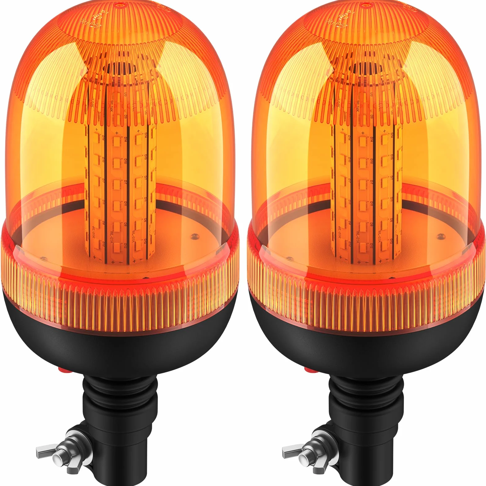 Justech 2 Pezzi Lampeggiante Stroboscopica 80LED 12V 24V Impermeabile con 3 Modalità Illuminazione Rotante Segnalazione Palo DIN Arancione di Emergenza per Rimorchio Trattore Camion