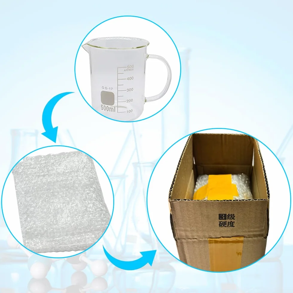 1 becher da laboratorio in vetro borosilicato da 50 ml, 100 ml, 250 ml, 500 ml, 1000 ml con manico, per misurare la bilancia e le attrezzature da laboratorio (500 ml)