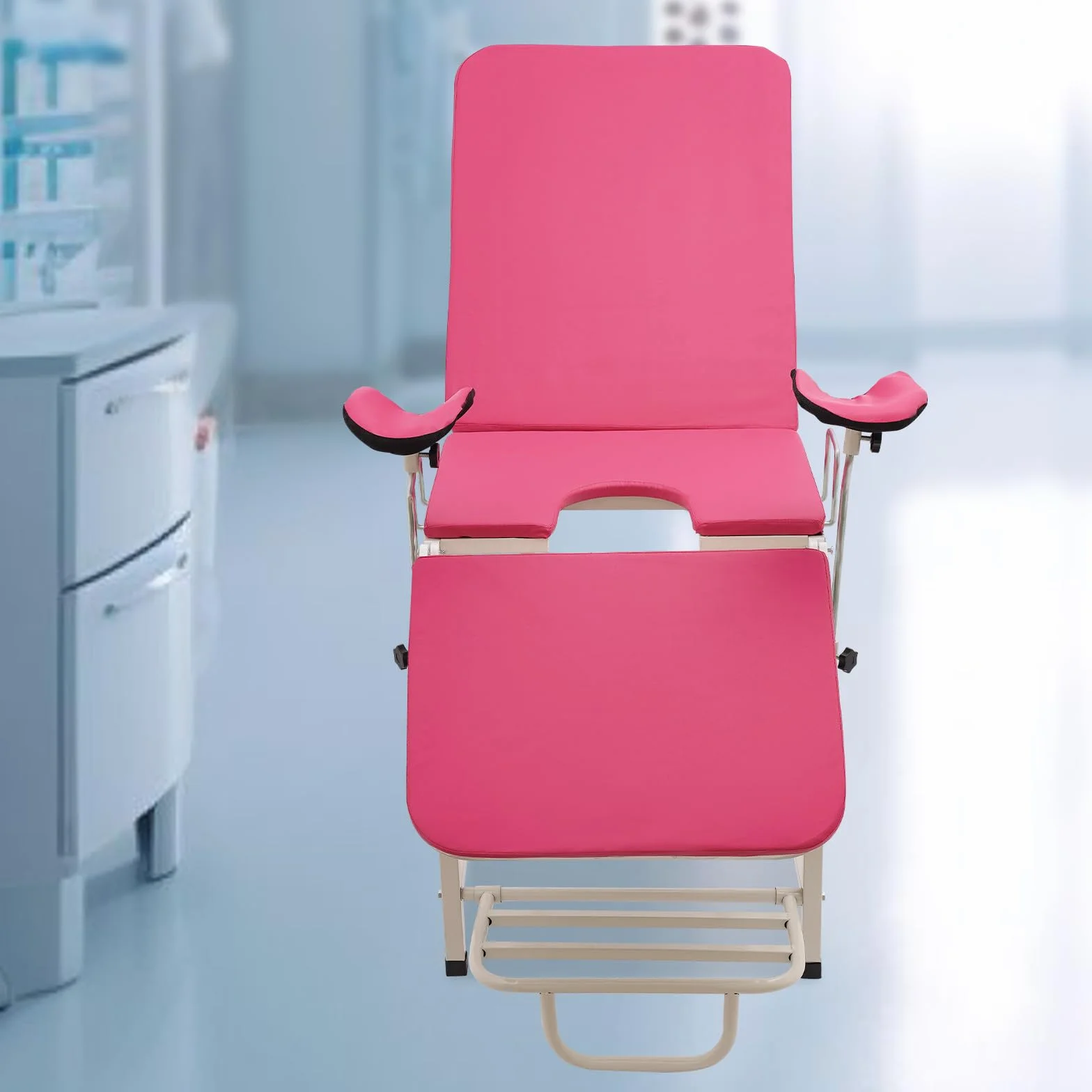 Sedia da esame ginecologica, Letto da esame ginecologico pieghevole, Sedia da visita ginecologica medica ambulatoriale, Attrezzature per la cura delle donne (rosa)