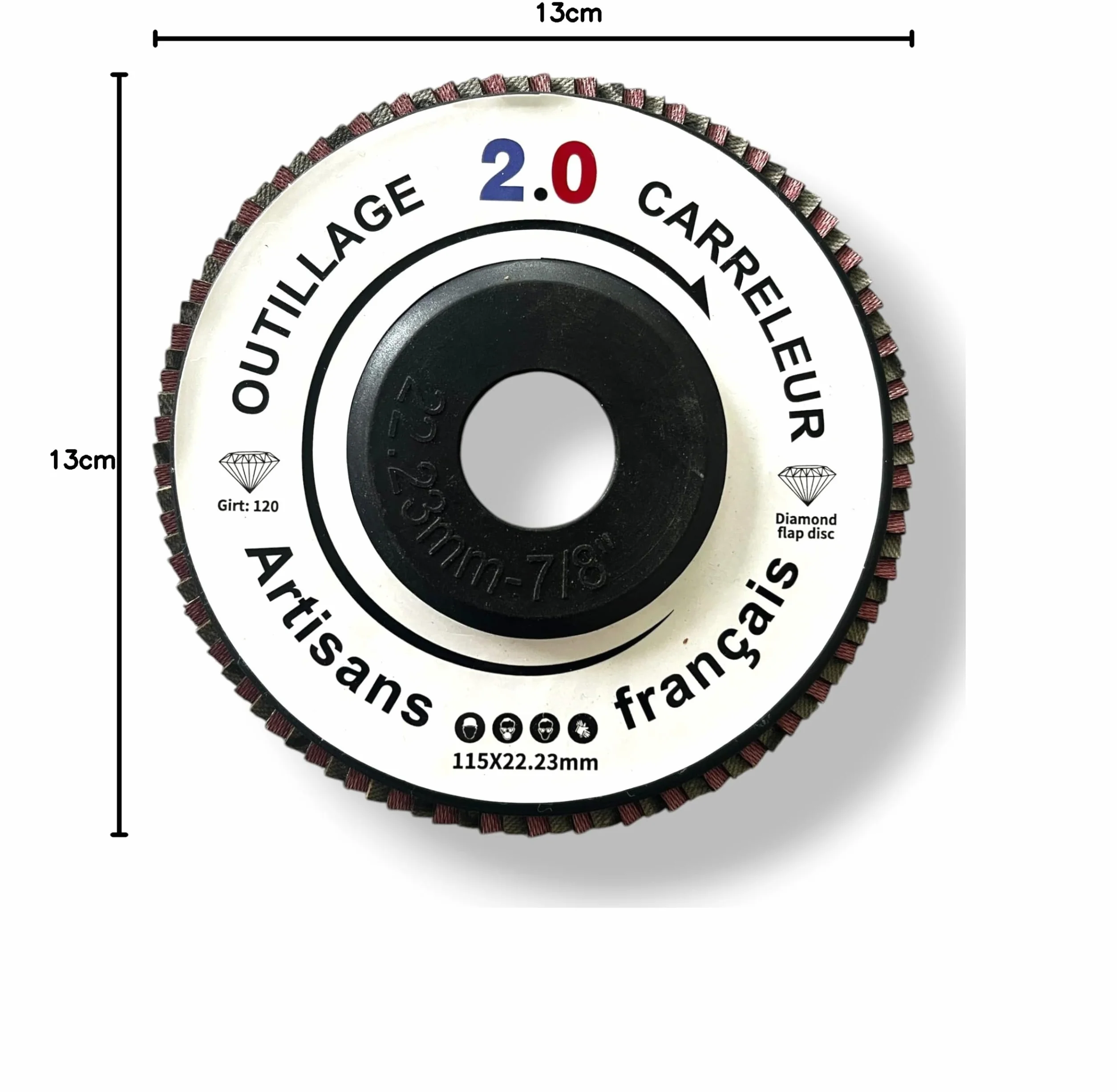 Disco diamantato a lamelle Ø115 mm grana 120 – levigatura e finitura piastrelle, pietra, cemento – foro 22,23 mm per smerigliatrice – Outillage Carreleur 2.0