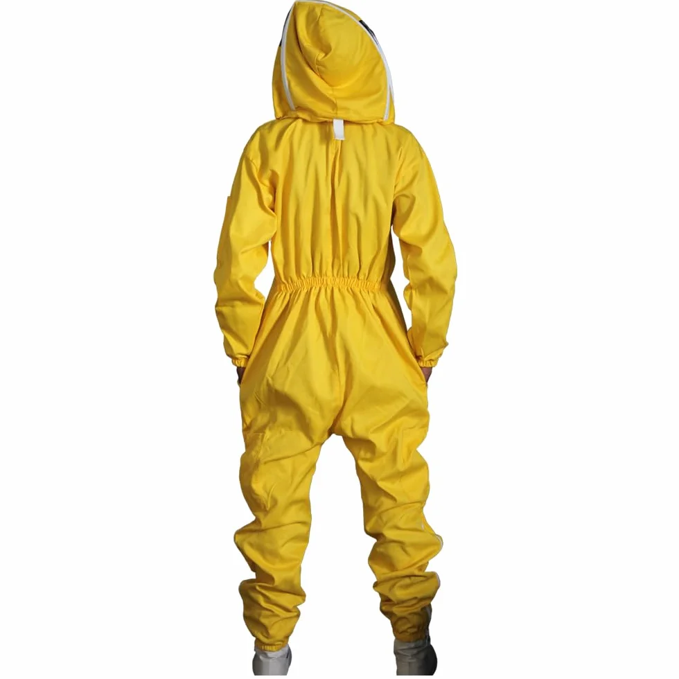 Tuta Apicoltore professionale Abito Apicoltura Cotone Fantasia Cappuccio eampia tasca per gli apicoltori contro le punture delle api Tuta Naturale (Giallo, M)