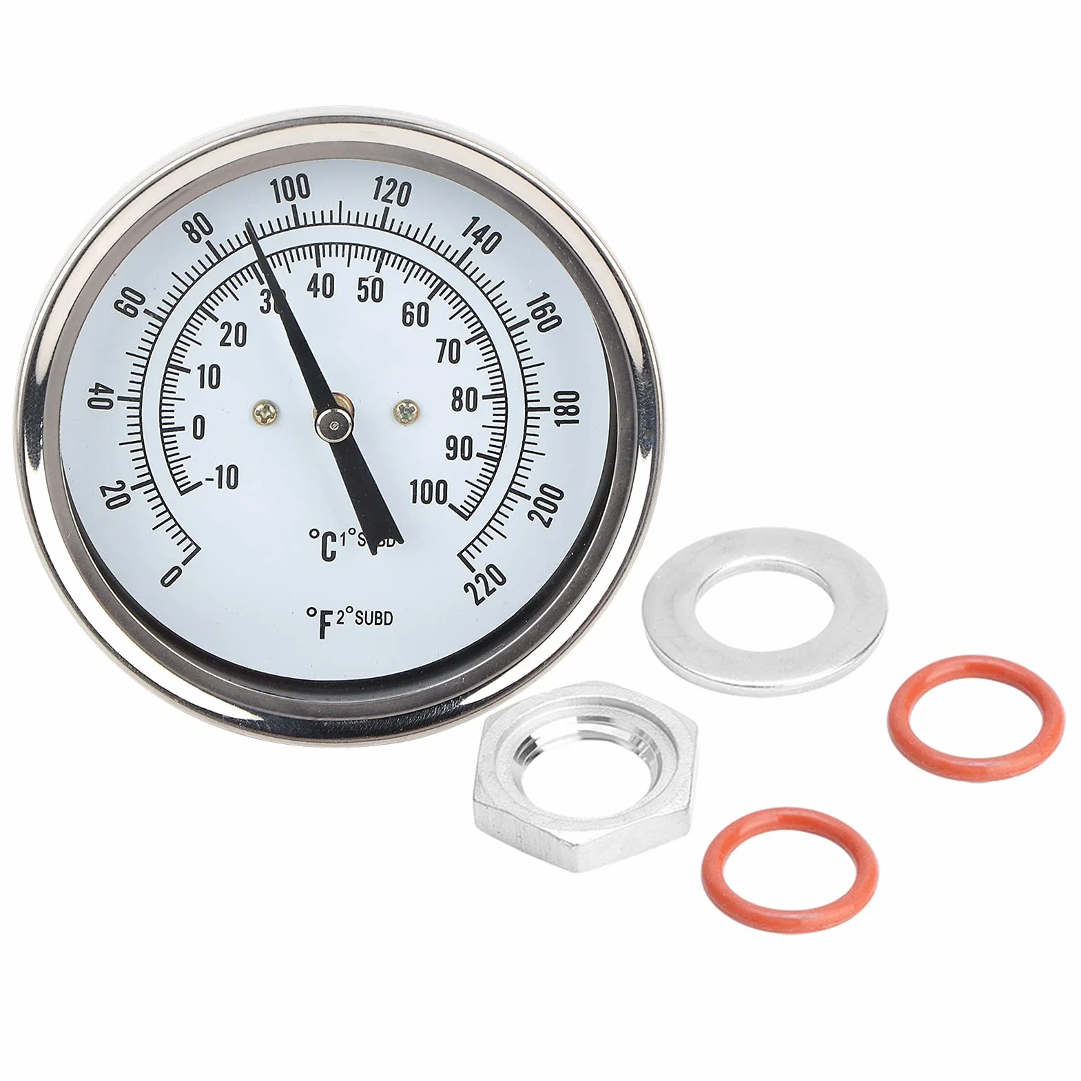 Termometro, Termometro Bimetallico Per Acqua Calda, 1/2 MNPT Quadrante con Stelo in Ottone Senza Piombo Indicatore di Temperatura Dell'acqua Indicatore di Temperatura dello Scaldabagno Bimetallico Ind