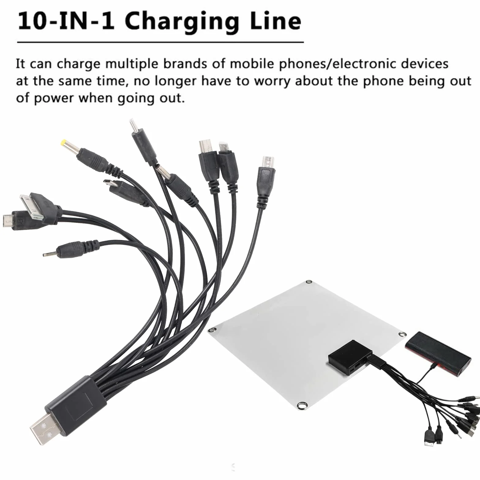 30W Solare Pannello Kit, Caricabatterie per Pannello Solare Fotovoltaico da 12V Con Linea di Ricarica 10 In 1 Controller 100A, Power Bank di Ricarica All'Aperto per Roulotte, Barca, Campeggio, Pesca