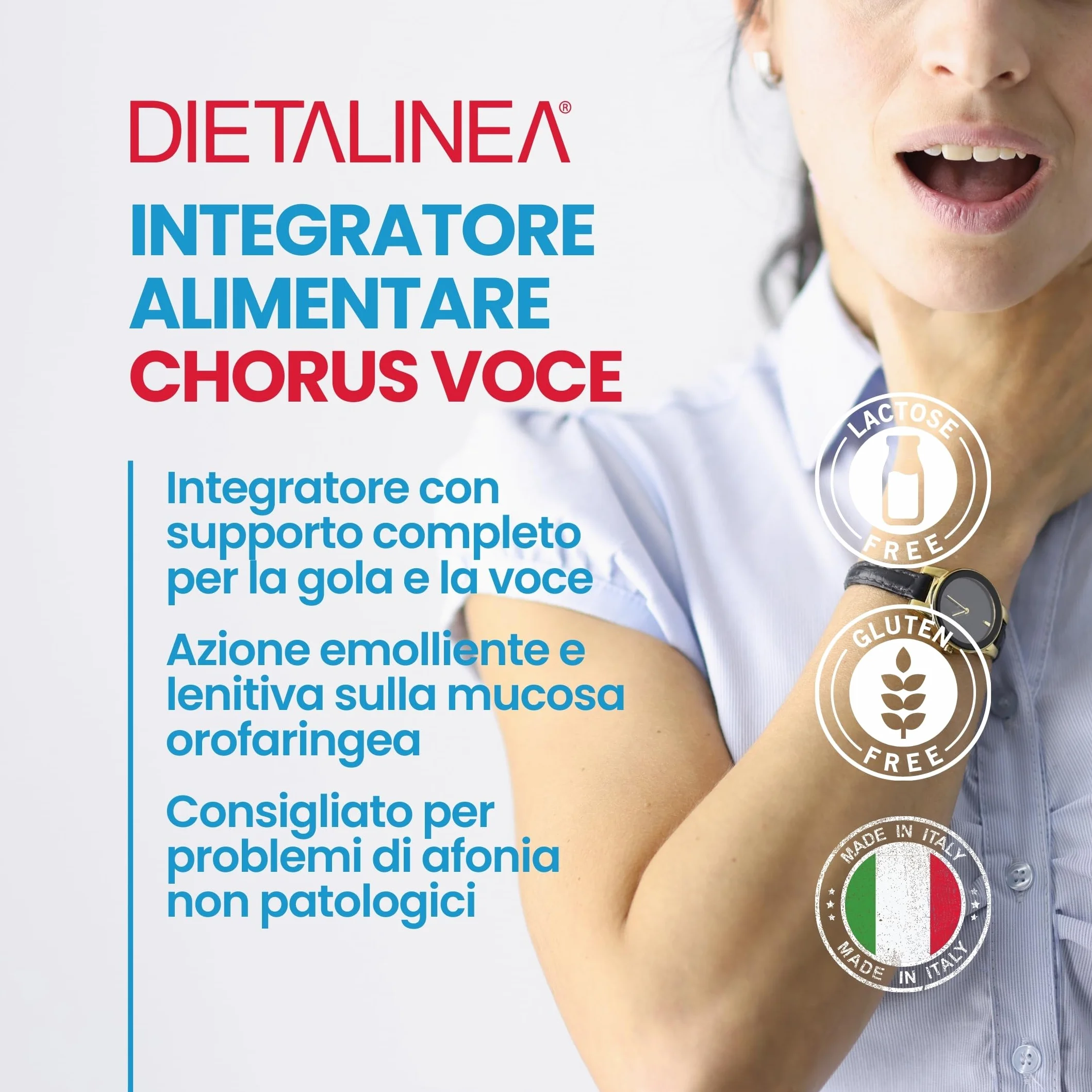 Dietalinea Chorus Voce Spray Gola Forte 20 ml Antinfiammatorio per Voce e Mal di Gola