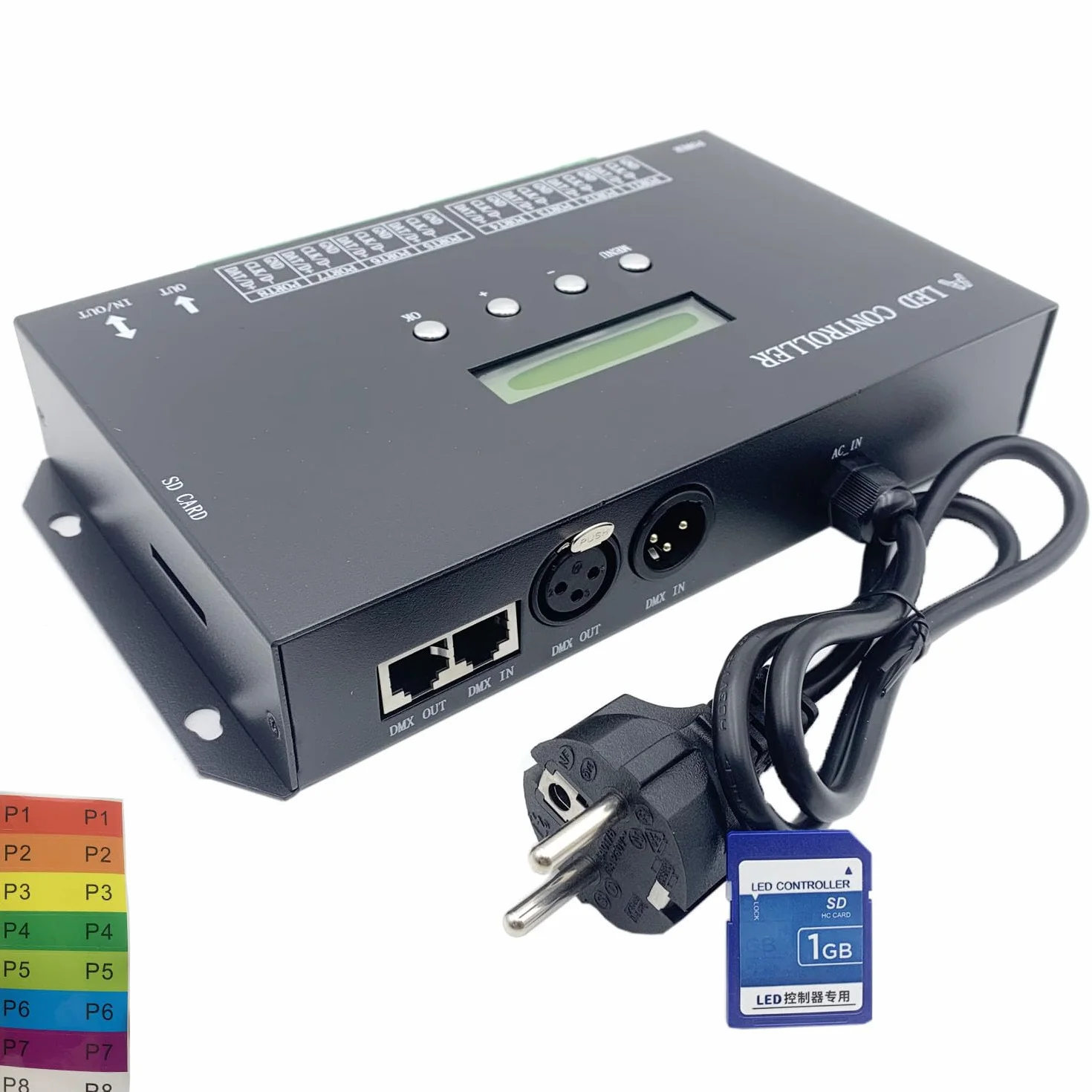 H807SA 8CH artnet/dmx a spi LED pixel controller con scheda SD per ws2811 ws2812b ws2815 ws2813 apa102 strisce LED