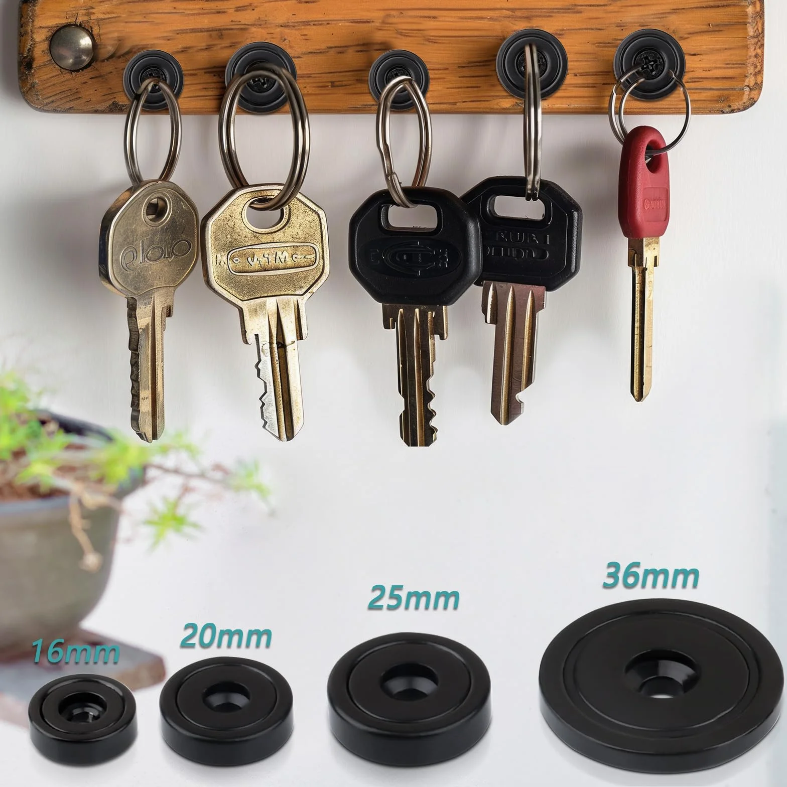 Magneti forti al neodimio 20x7 mm 10 kg nero con foro e capsula