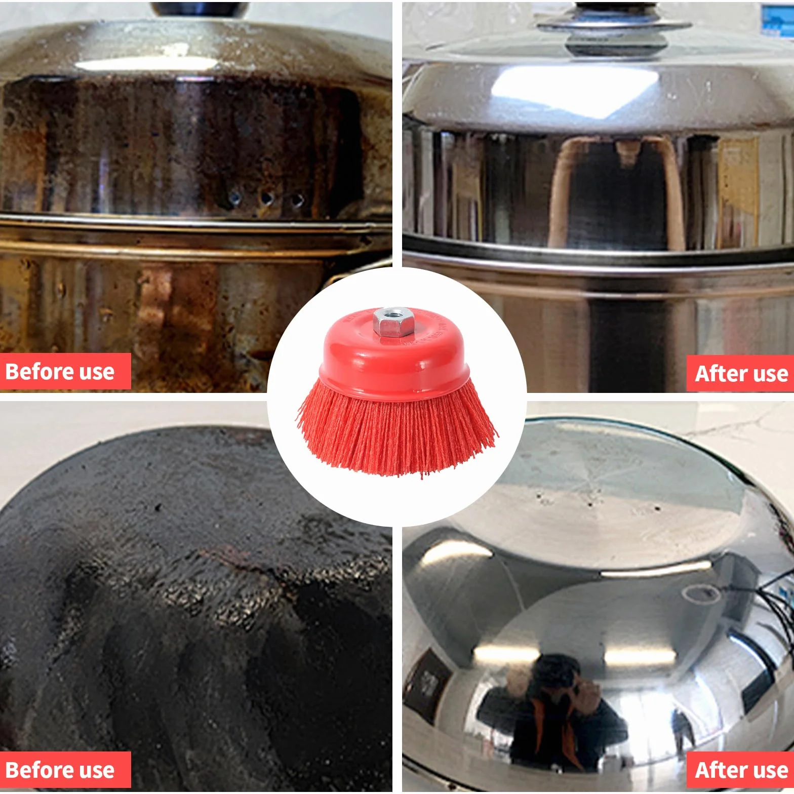 2 Pezzi Spazzola a tazza in Nylon, Spazzola in Nylon 75 mm Spazzola metallica Trapano Spazzola per Smerigliatrice Angolare Spazzole a tazza con filettatura interna M14 per rimuovere ruggine