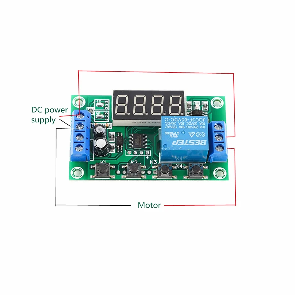 Modulo Timer Ciclico Digitale 12V Display LED Regolabile Automazione Industriale