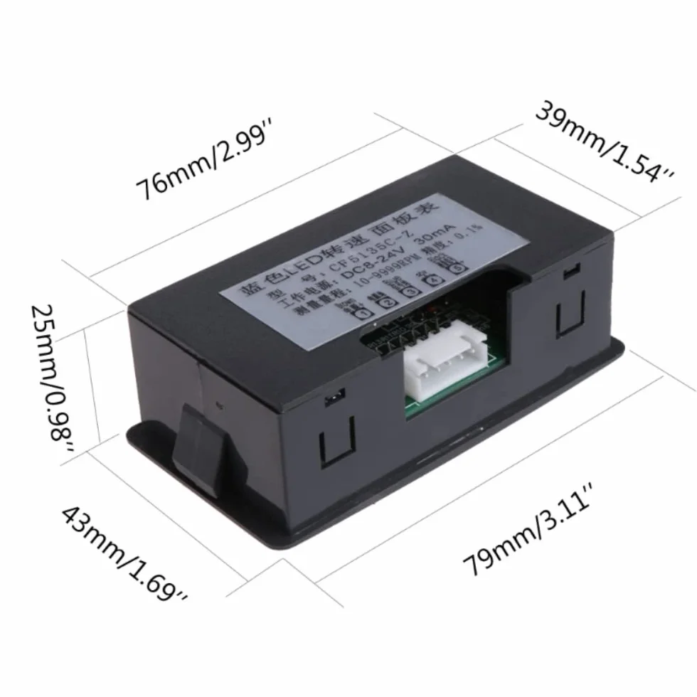 DC 8-24V 4 Digital LED Contagiri RPM Speed Meter con sensore interruttore di prossimità Hall NPN 10-9999RPM