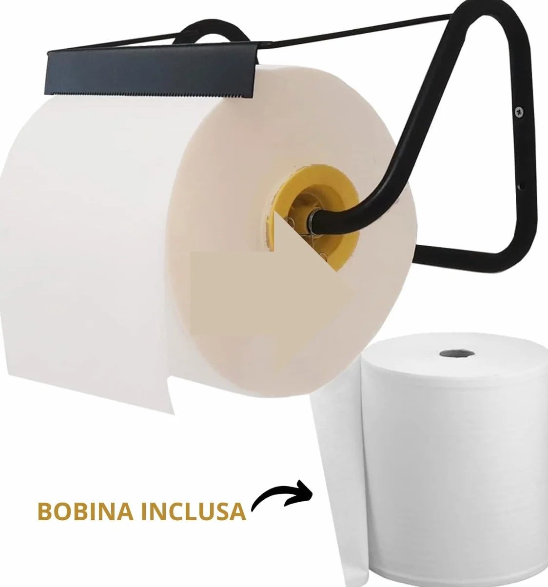 Tecnokit porta rotolo carta da muro industriale in acciaio nero 40x20x23h con accessori montaggio