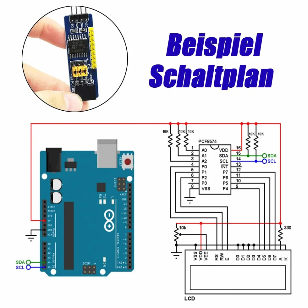 8 pezzi PCF8574 IO scheda di espansione I/O Expander I2C Bus Valutazione Sviluppo Modulo PCF8574 adatto per Arduino