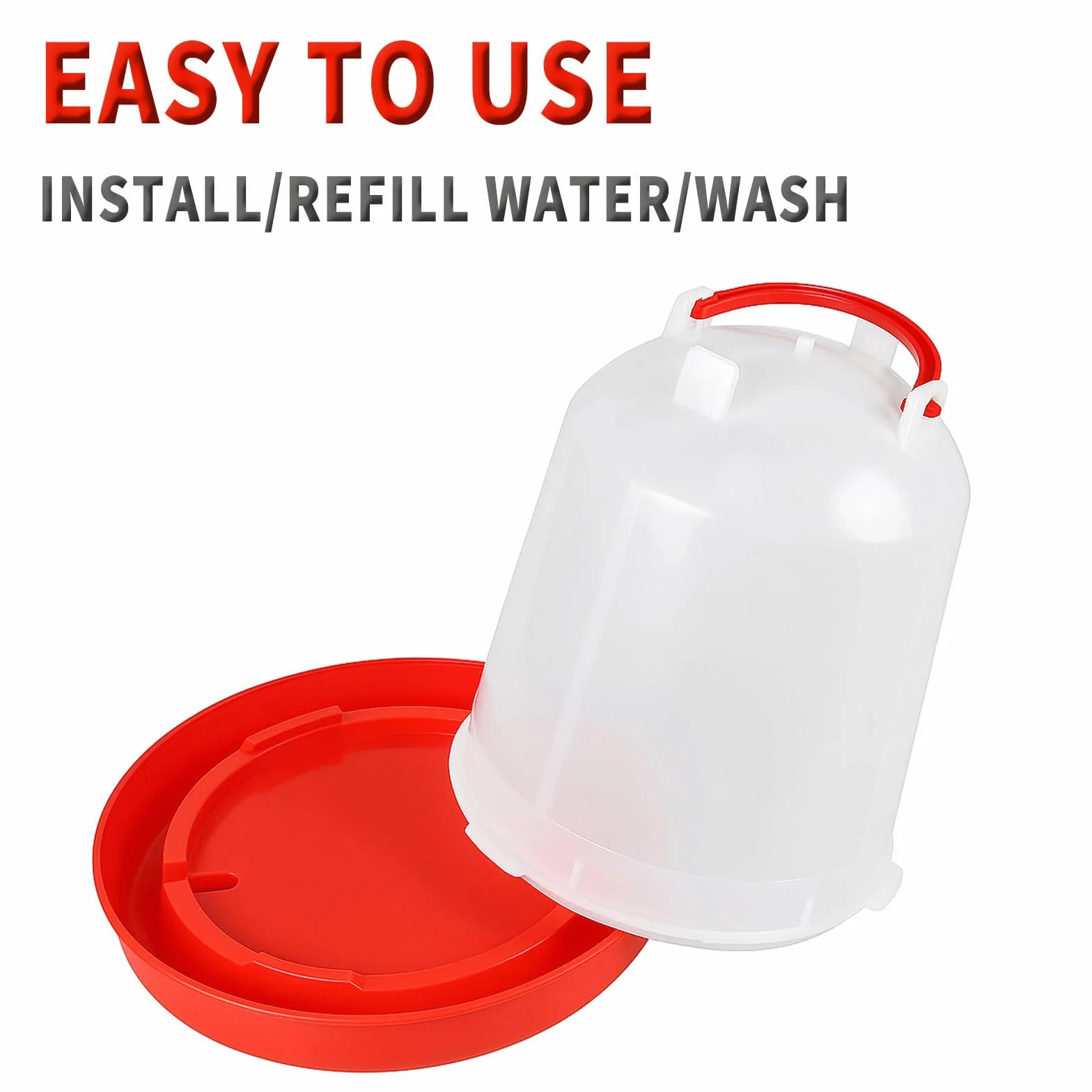 Set di 2 abbeveratoi per pulcini da 1,5 l con manico, per pulcini, anatre, tacchini e piccoli uccelli da fattoria, dispenser d'acqua in plastica per Coop