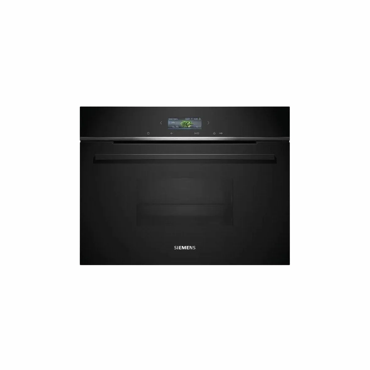 Siemens CD714GXB1, Smarter iQ700, pentola a vapore da incasso, 60 x 45 cm, serbatoio dell'acqua da 1,3 l, nero, cottura a vapore, rigenerazione con vapore, display a colori, cookControl programmi