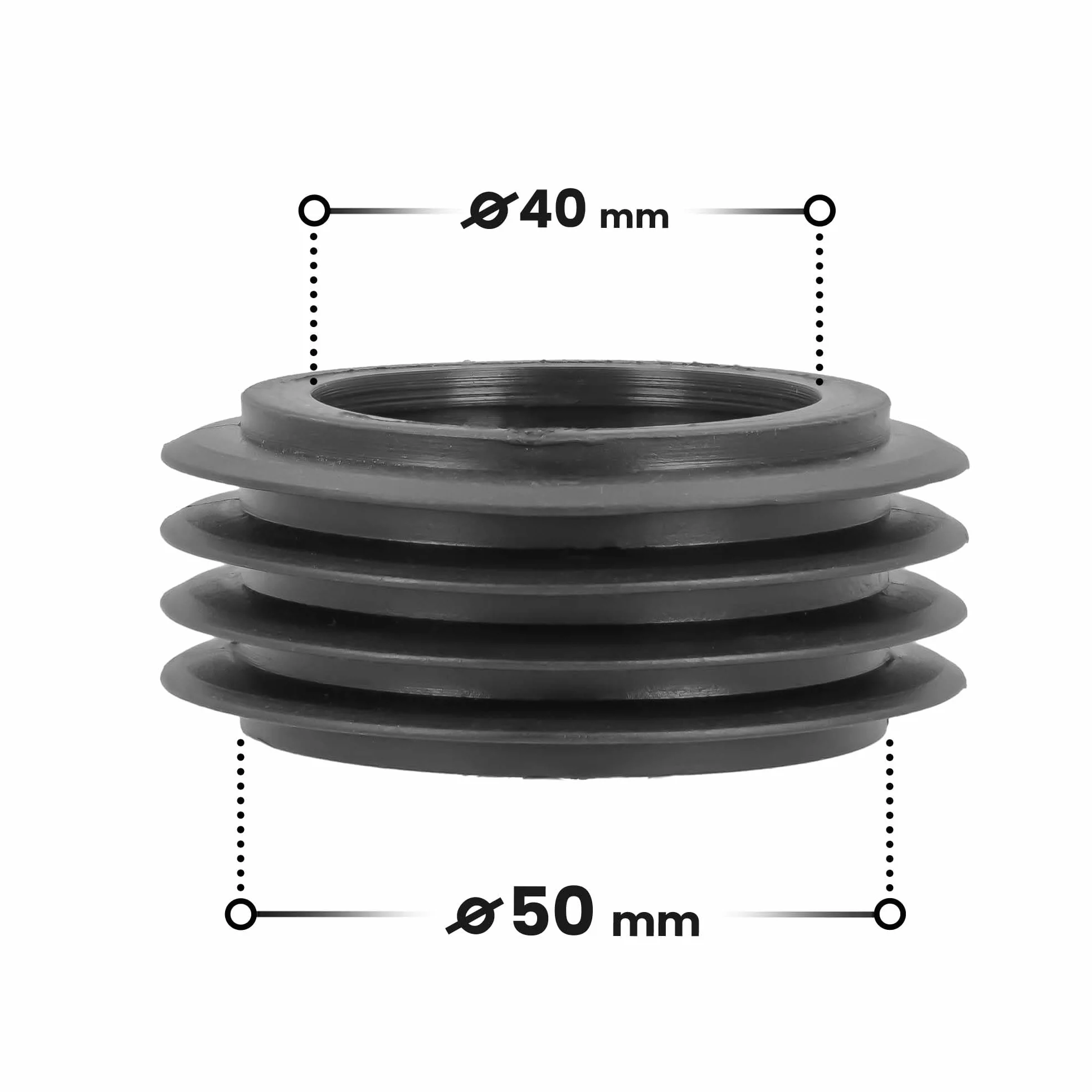 Riduttore in Gomma a Filo Interno 40 x 50 mm - Guarnizione di Collegamento per WC e Tubi di Scarico