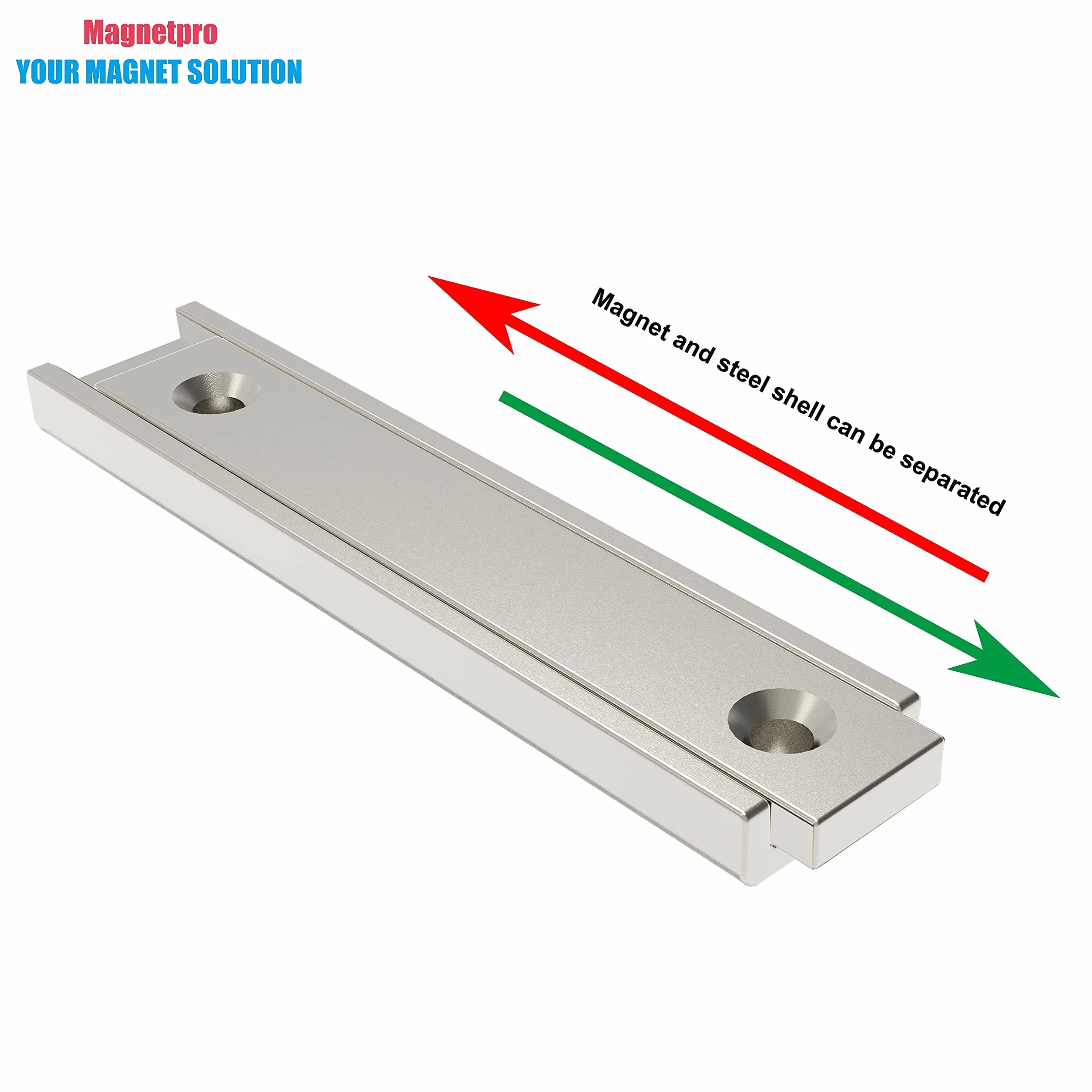 Magneti Rettangolari 30 kg 60 x 13,5 x 5 mm Magnete con Foro Svasato e Viti