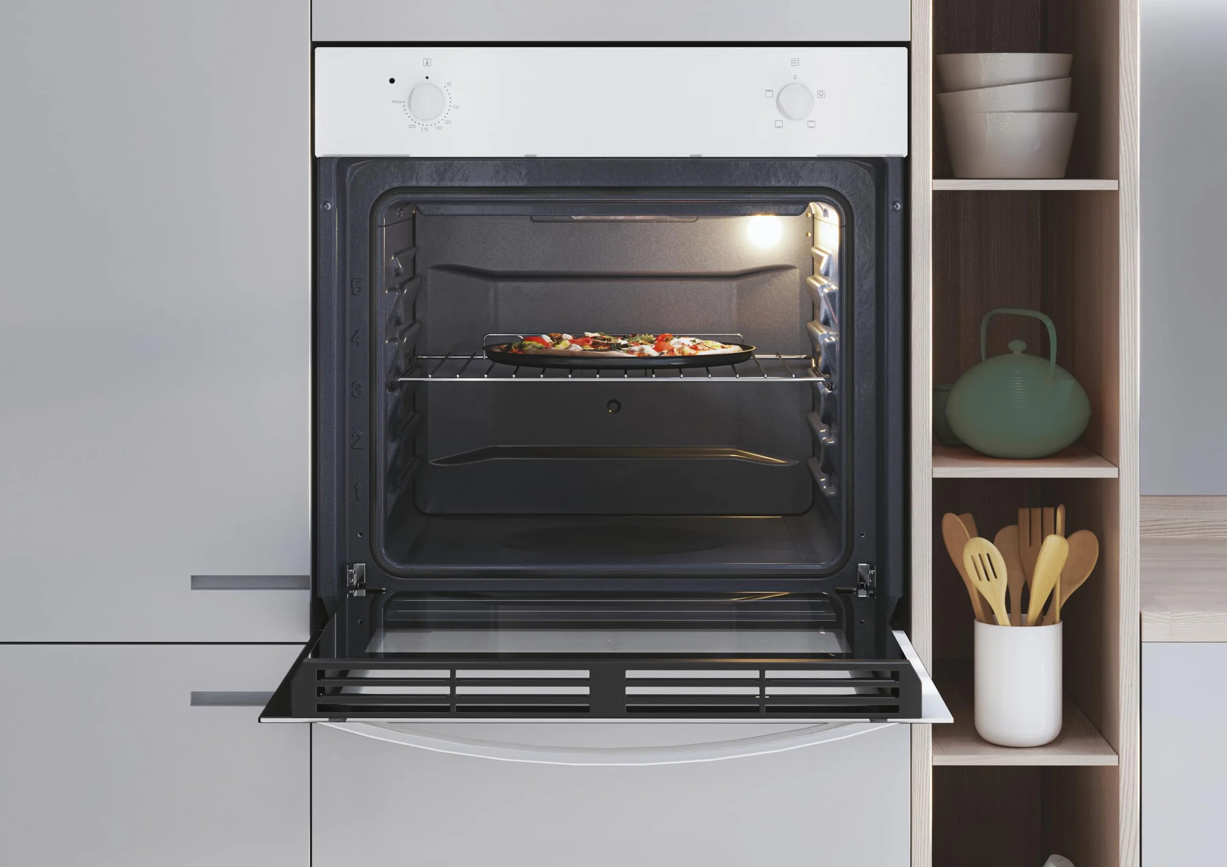 Candy Idea Forno Elettrico Statico 70 L Classe A Ventilato Grill Timer Meccanico 4 Funzioni Cavità Ampia Design Inox Incasso AxLxP 59,5x59,5x56,8 cm FIDC B100