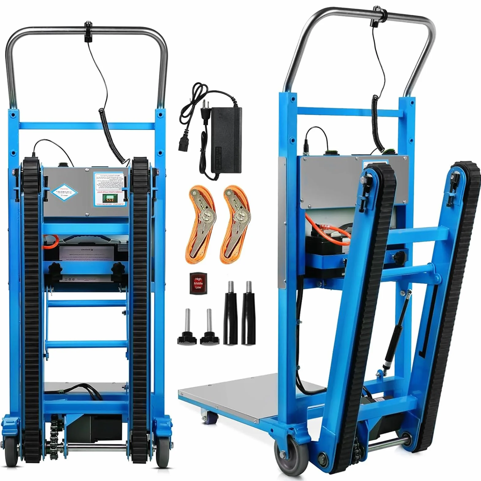 Carrello Montascale Elettrico da 1200 W 500 kg di Carico Carrello Saliscale Elettrico per Sacchi con Maniglia Telescopica Scale e Discese per Trasportare Oggetti Grandi