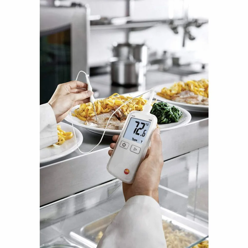 Testo 0563 1080 108 Termometro impermeabile con sonda termocoppia tipo T e K, custodia morbida, protocollo taratura